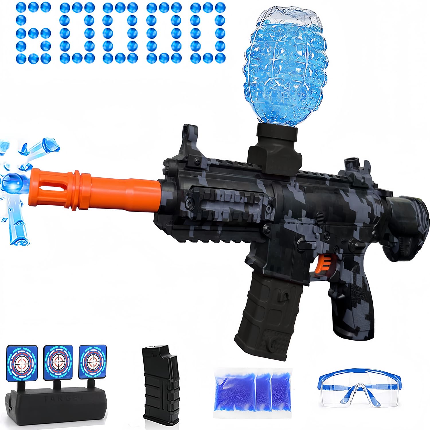 Electric Gel Ball Blaster Toy - Automatic Splatter Ball Gun with 60,000+ Water Beads for Outdoor Team Games | Perfect for Adults and Kids Ages 12+ | Backyard Battles, Birthday Parties & Summer Camp Activities