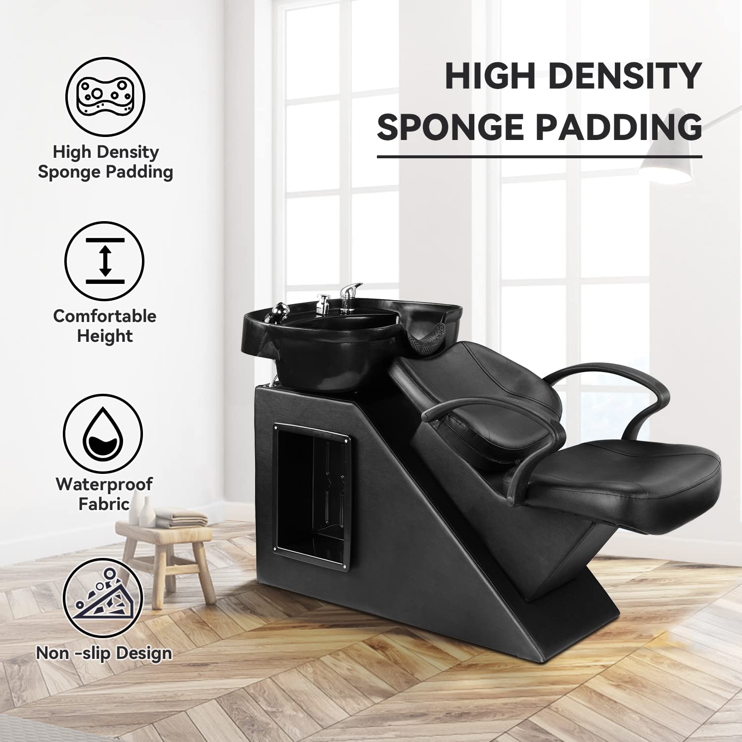 **Ainfox Professional Shampoo Barber Backwash Chair - ABS Plastic Salon Sink Chair for Hair Washing, Spa & Beauty Salon - Black (Perfect for Hair Styling, Washing & Relaxation in Salons & Spas)**