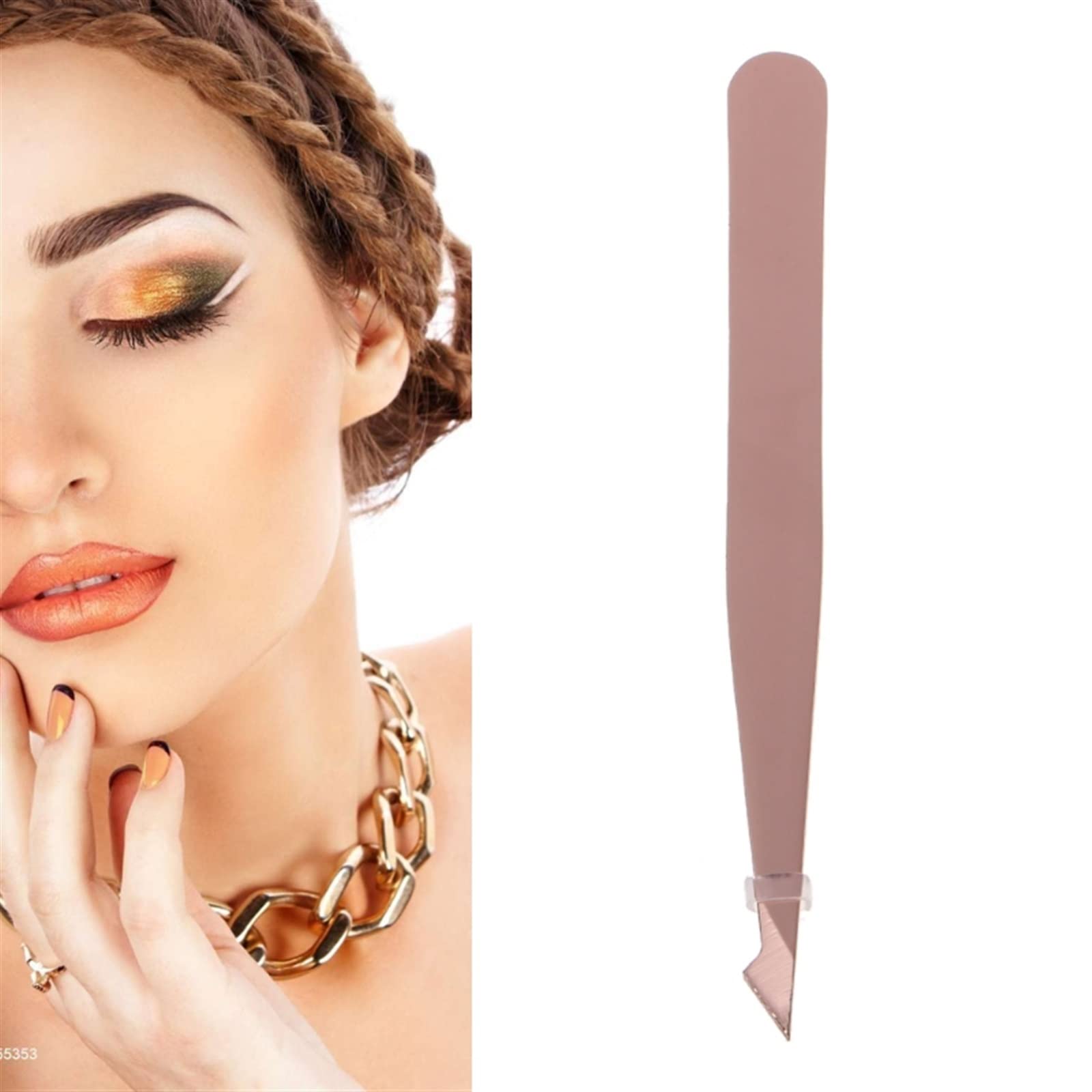 Professional Stainless Steel Slanted Eyebrow Tweezers for Hair Removal - Electroplating Color - Precise Grip for Eyebrow Shaping, Facial Hair & Makeup Application - Perfect for Salon, Home & Travel Use