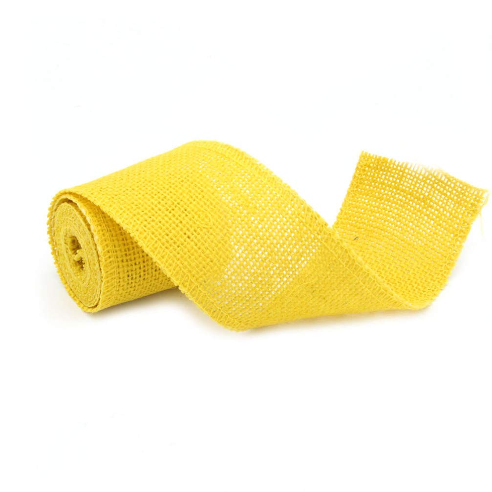 ARTIBETTER 2M Jute Burlap Ribbon for Christmas & Wedding Decor - Yellow