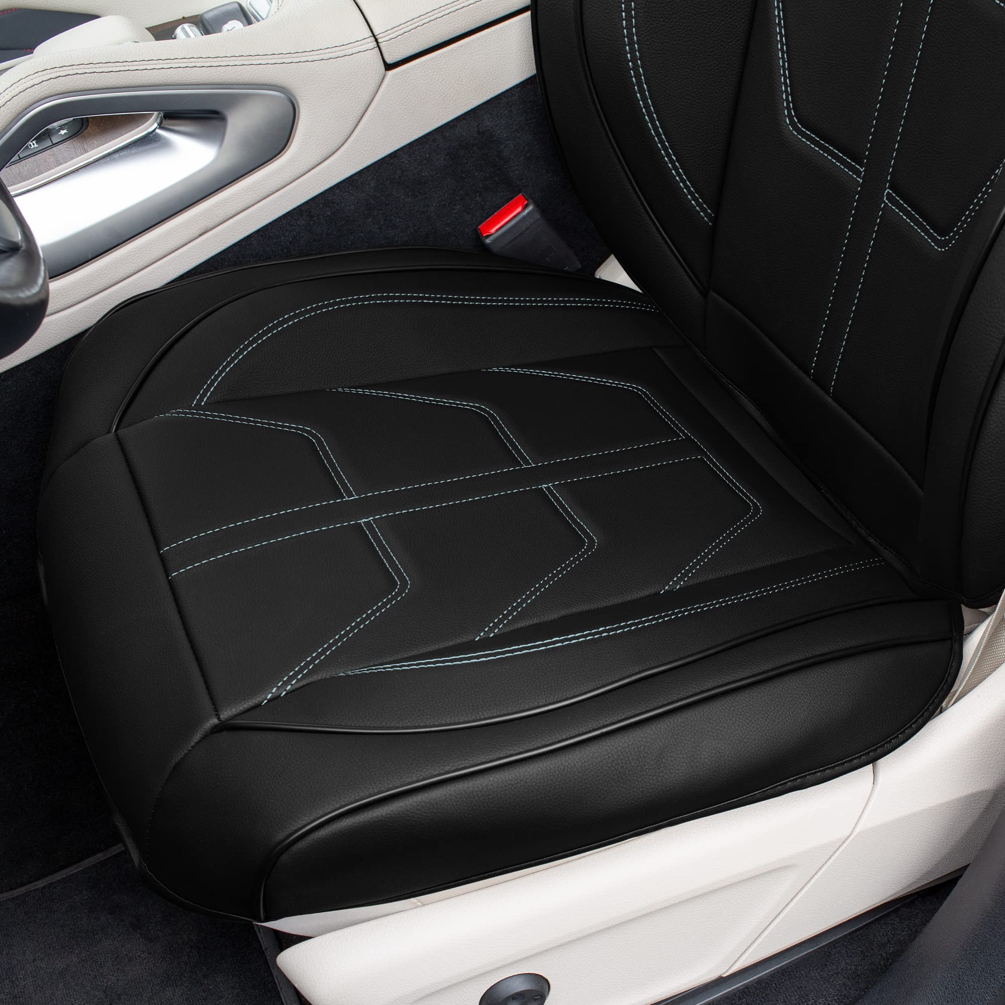 Premium TLH Bionic70 Deluxe Faux Leather Blue Car Seat Covers - 2-Pack Universal Fit Front Seat Covers for Cars, Trucks & SUVs | Waterproof Seat Protector with Contrast Stitching | Perfect for Daily Commute, Road Trips & Family Travel