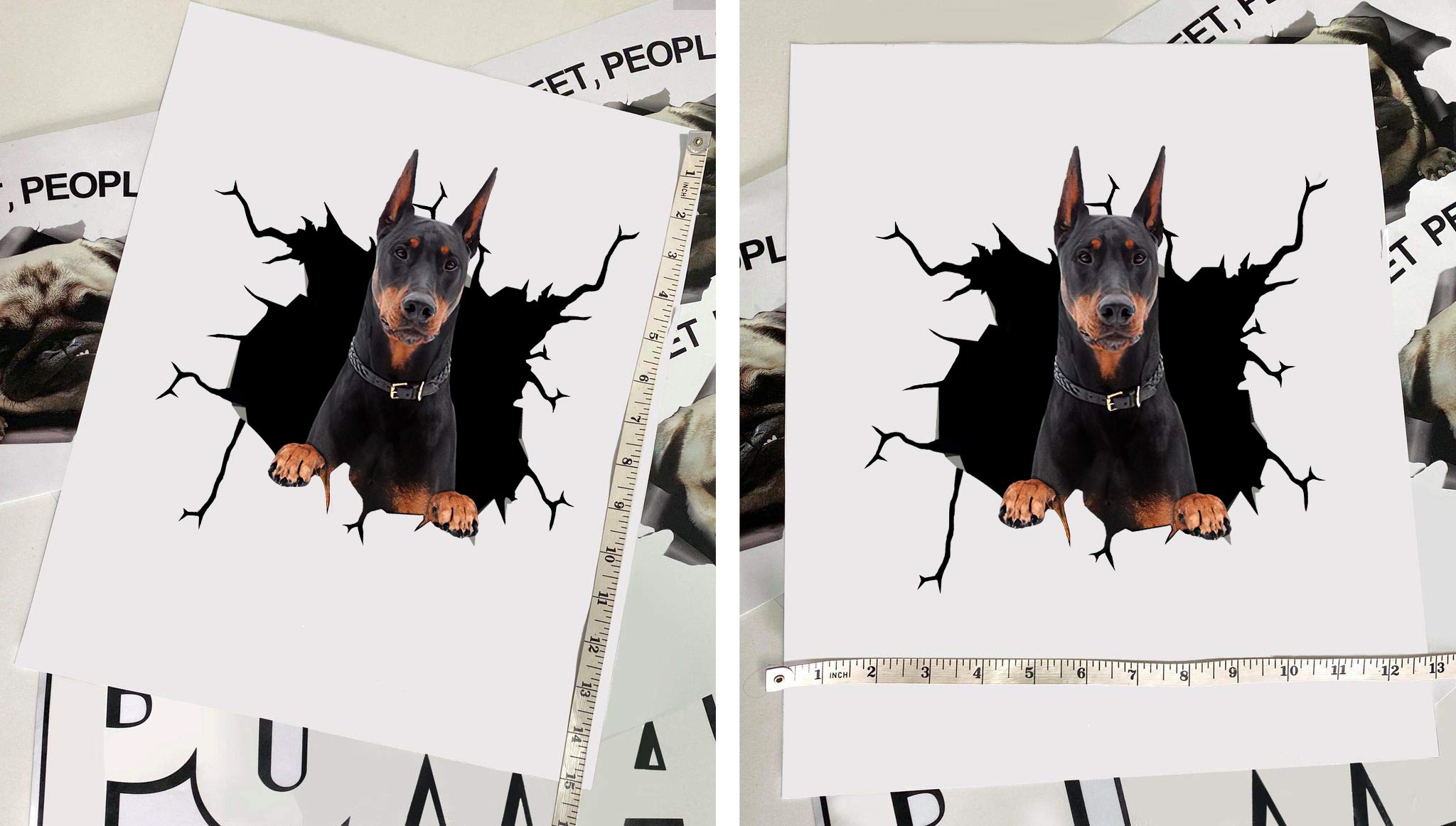 Doberman Dog Car & Wall Decals Stickers - Pack of 2 Realistic 12