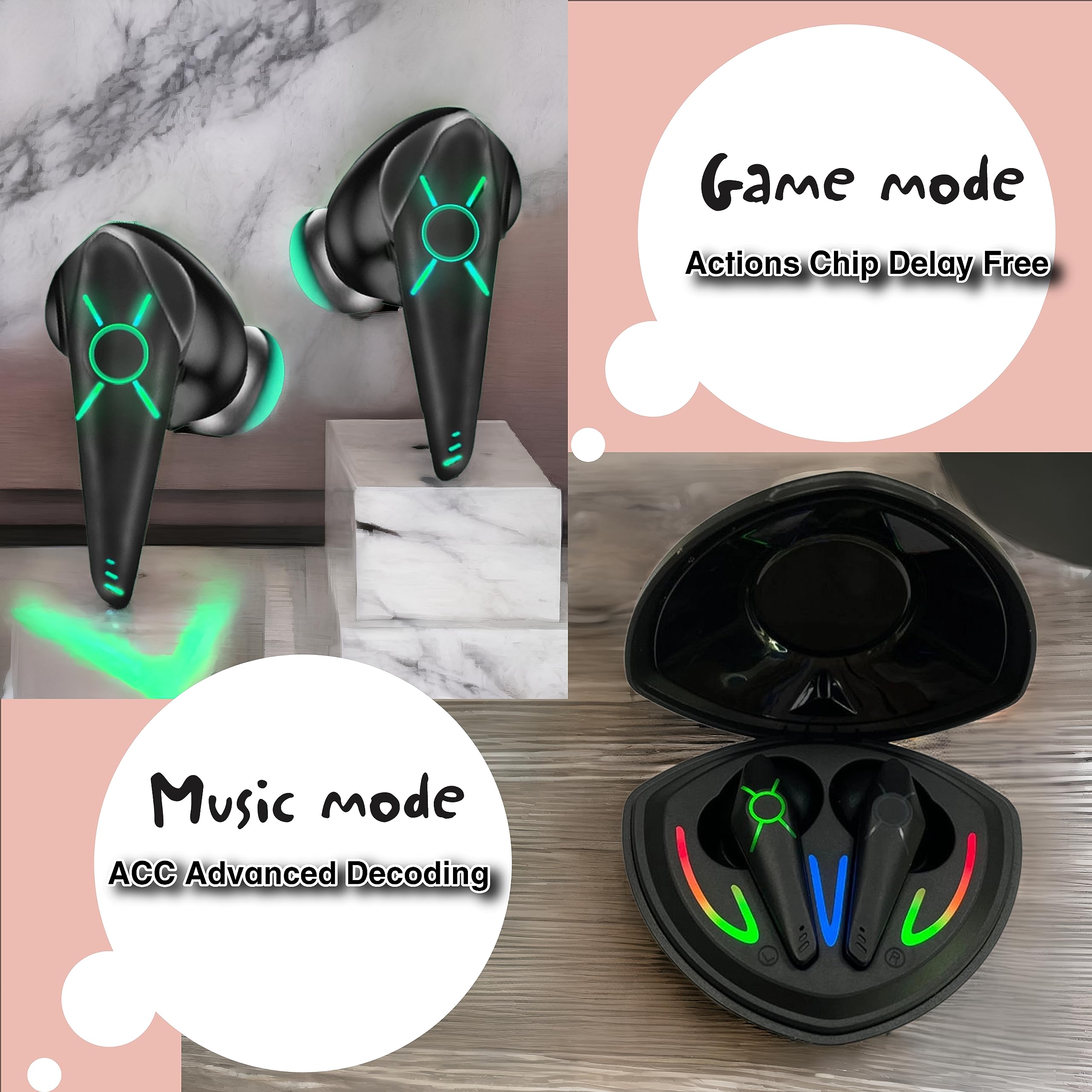 BT 5.1 Wireless Earbuds with Wireless Charging Case, IPX4 Waterproof Stereo Headphones, Built-in Mic, Premium Sound & Deep Bass - Perfect for Sports, Running, Gym & Outdoor Activities
