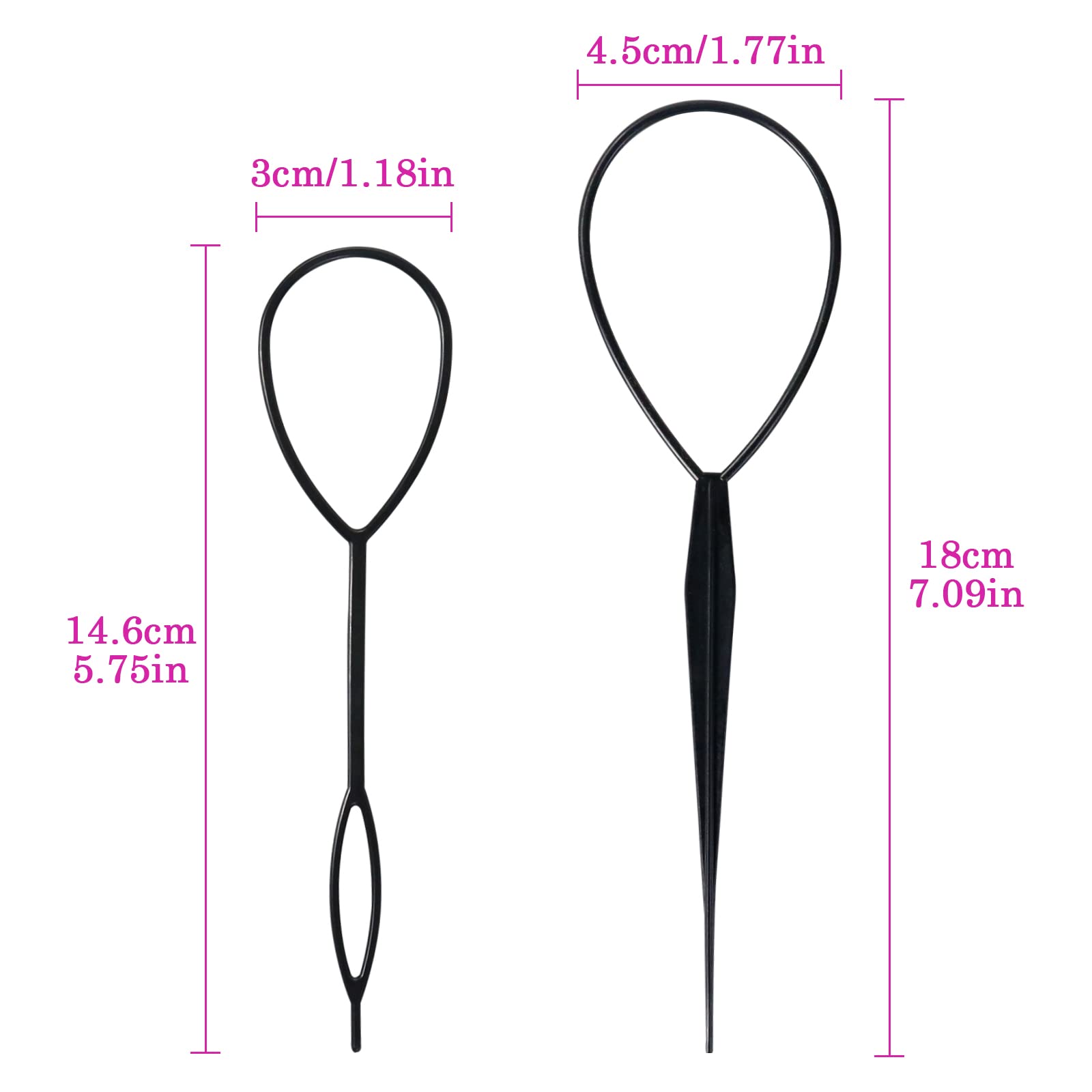 Sularpek Hair Looping Tool Set - 2 Pack Durable French Braid Tail Tool for Women & Girls - Perfect for Styling Ponytails, Braids & Updos - Black (Ideal for Parties, Weddings & Everyday Hairstyles)
