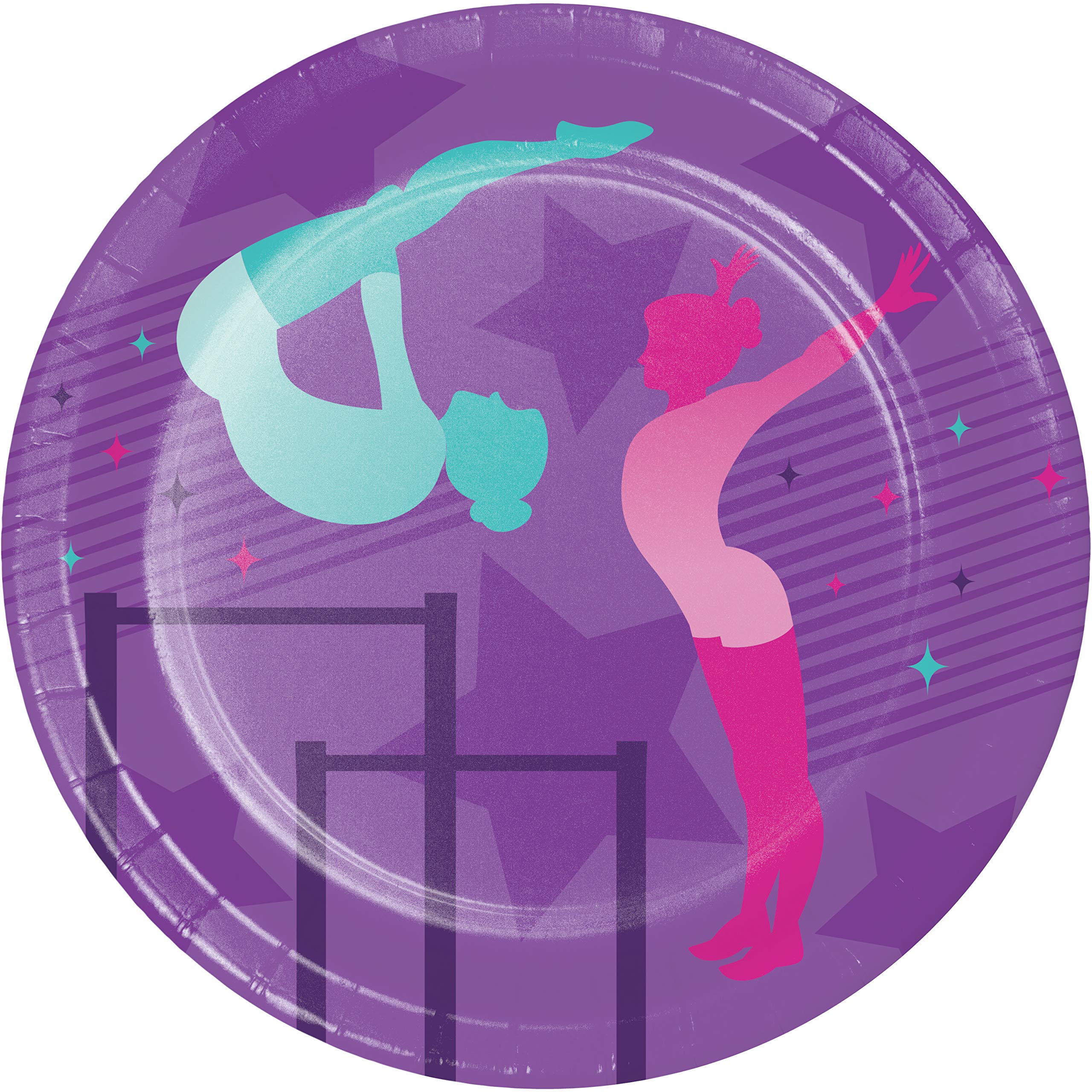 Colorful Gymnastics Themed Dessert Plates - Pack of 8 for Birthday Parties, Sports Celebrations & Kids Events - Perfect for Gymnastics Birthday Cakes, Cupcakes and Party Snacks