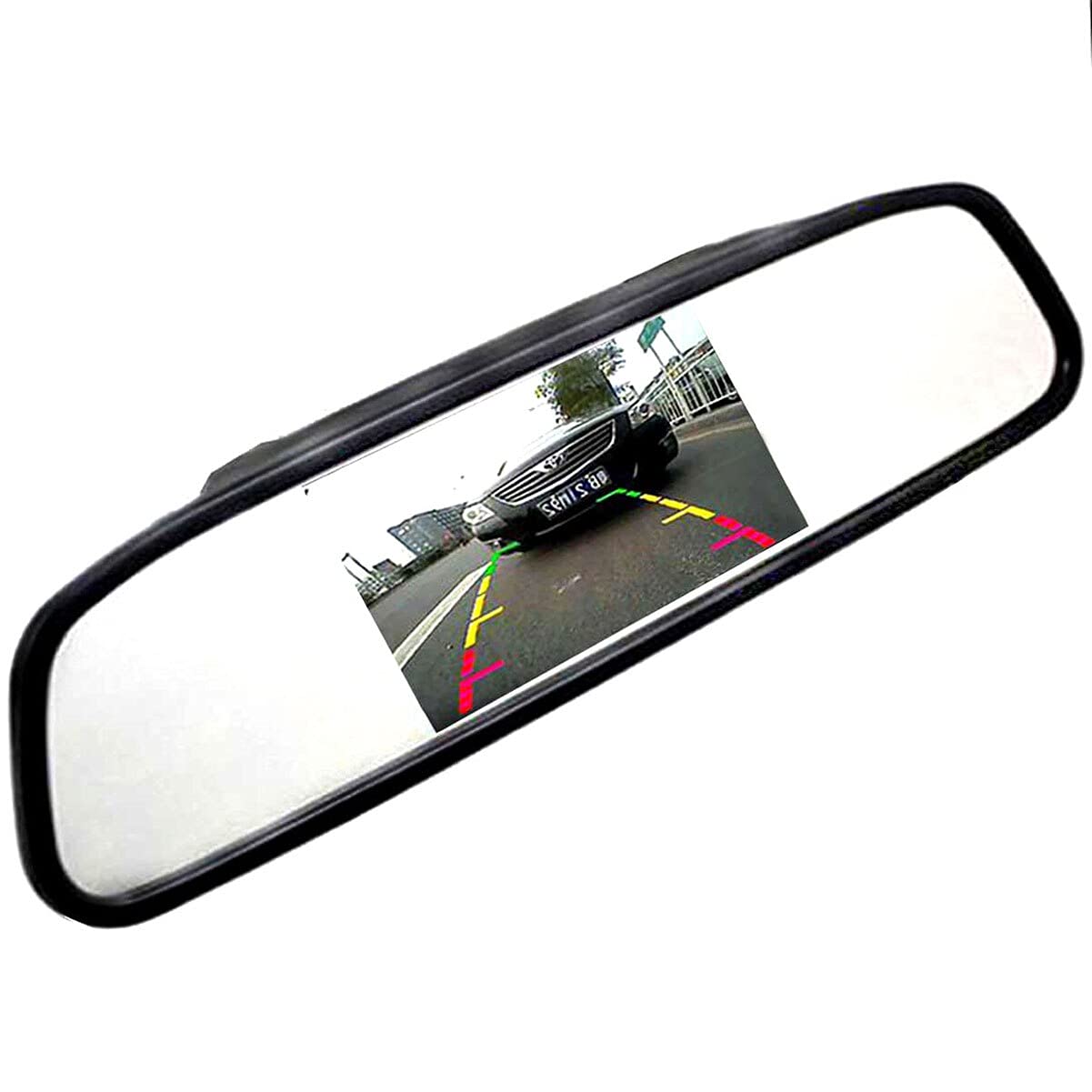 5 Inch LCD Rearview Mirror Monitor with 16:9 TFT Screen - DC 12V Car Backup Camera for DVD/VCR (PAL/NTSC, 2-Way Video Input) | Perfect for Safe Parking & Night Driving