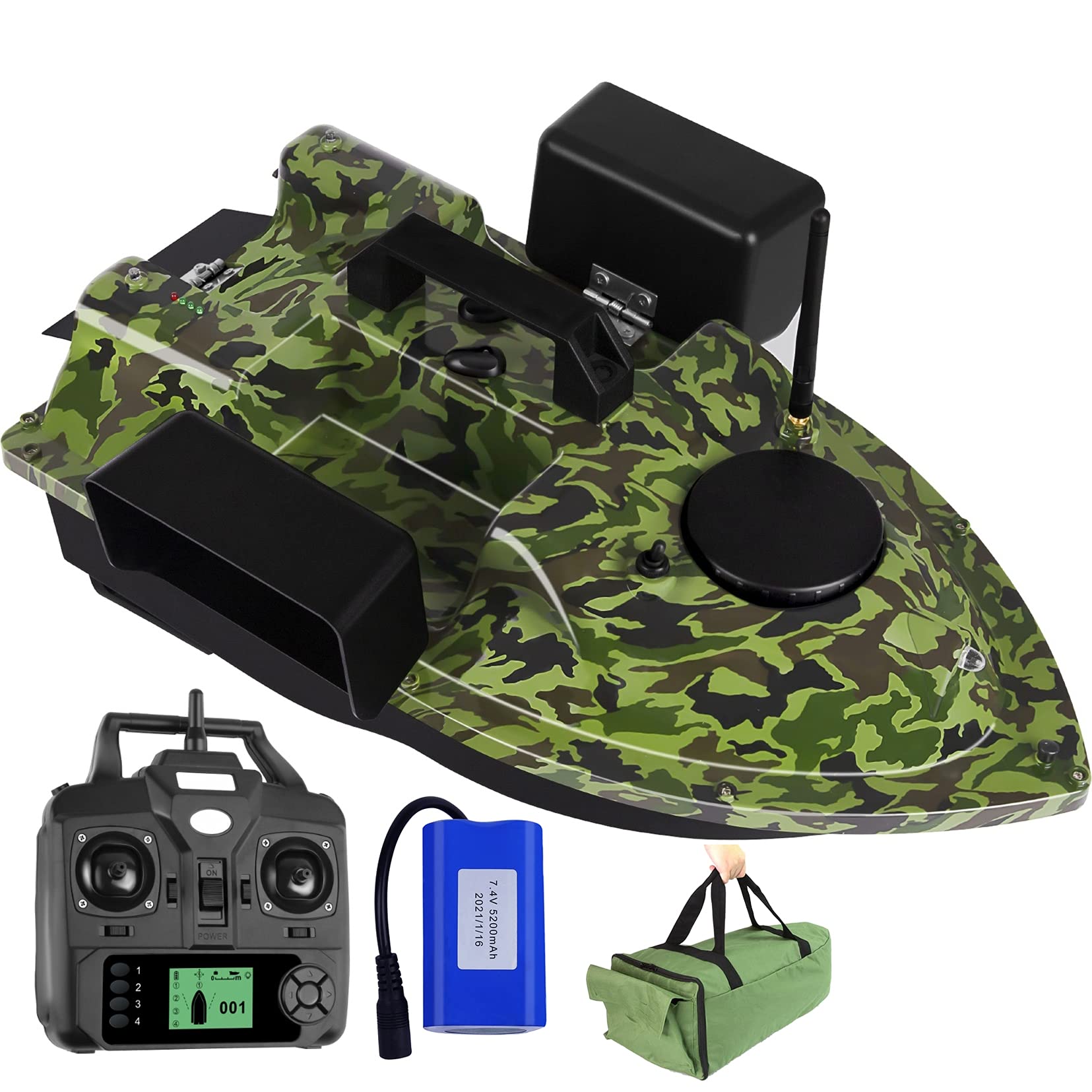 Upgraded Smart Fishing Bait Boat with 500M Wireless Remote Control - RC Fishing Feeder Boat with Free Carry Bag for Lake, River & Saltwater Fishing Adventures