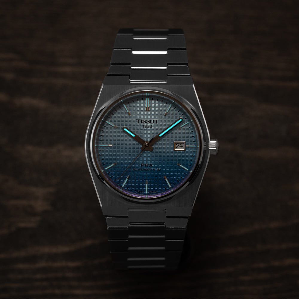 Tissot PRX Automatic Powermatic 80 40mm Blue Gradient Stainless Steel Bracelet Watch - Perfect for Business, Casual & Luxury Occasions