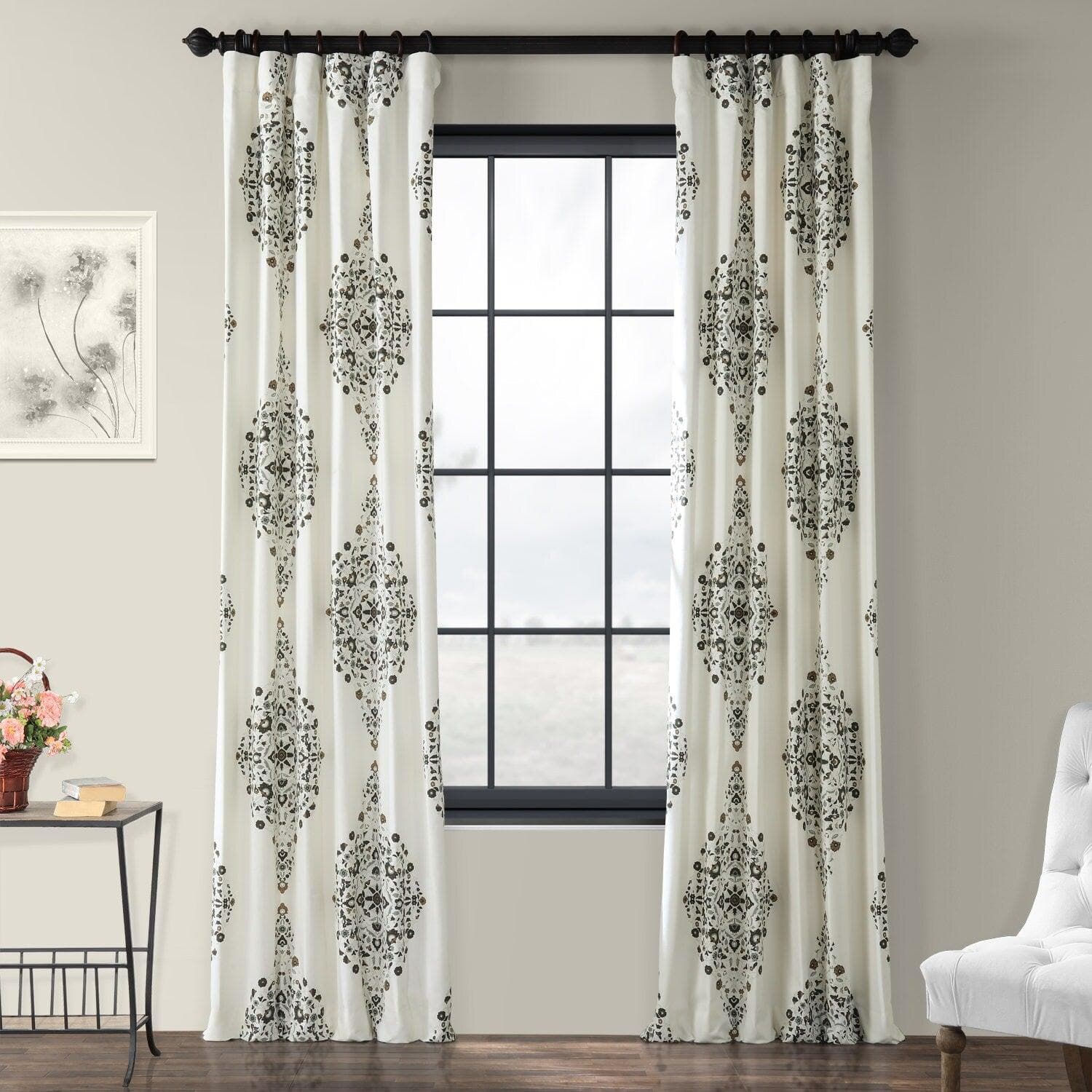 Premium Kerala Cocoa Emblem Printed Cotton Blackout Curtains for Bedroom & Living Room - Thermal Insulated Window Drapes for Home Decor