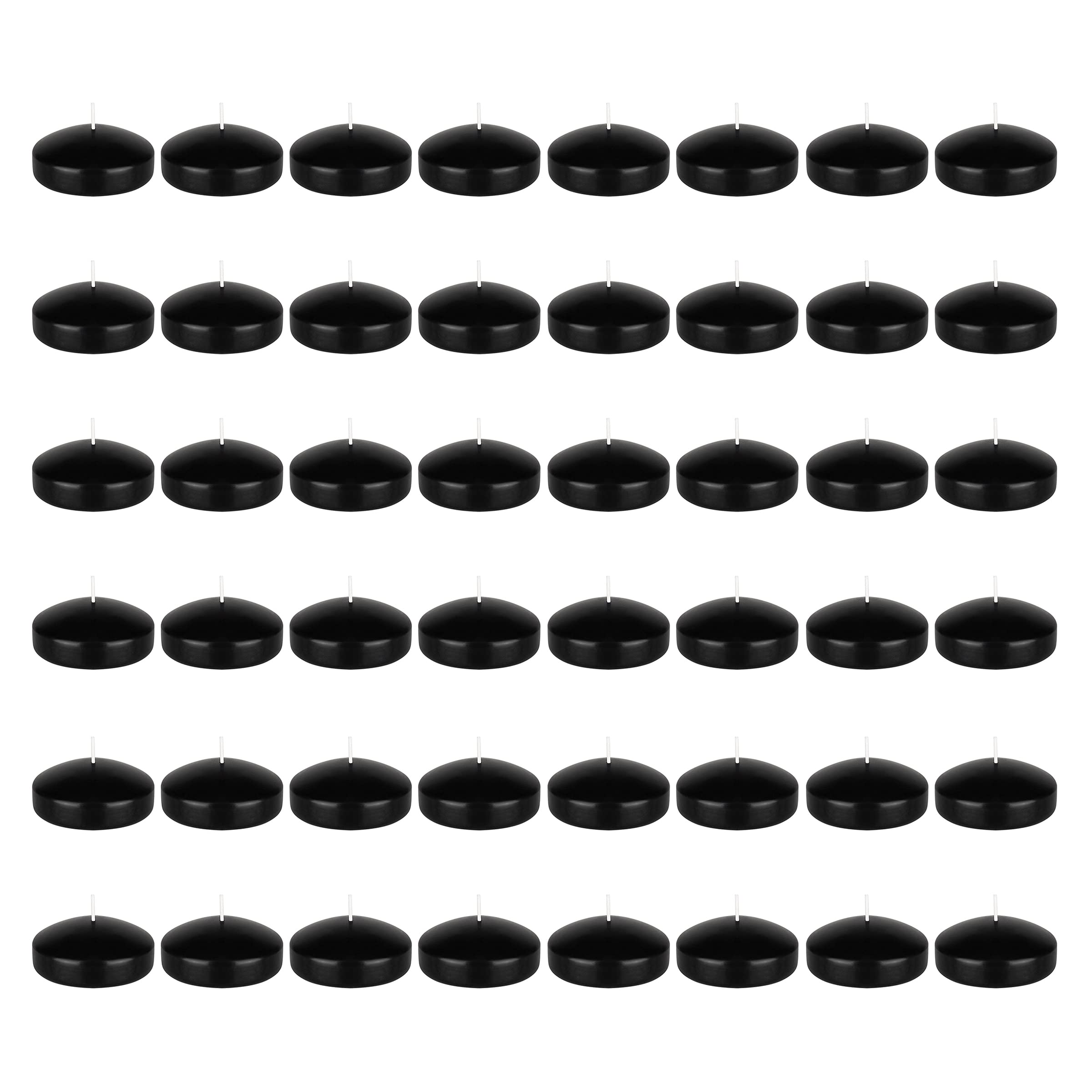 SRG 48-Pack Unscented Black Floating Disc Candles - 3 Inch Hand-Poured Paraffin Wax Candles for Home Decor, Weddings, Baby Showers & Parties - Perfect for Centerpieces, Pool Decorations & Romantic Ambiance