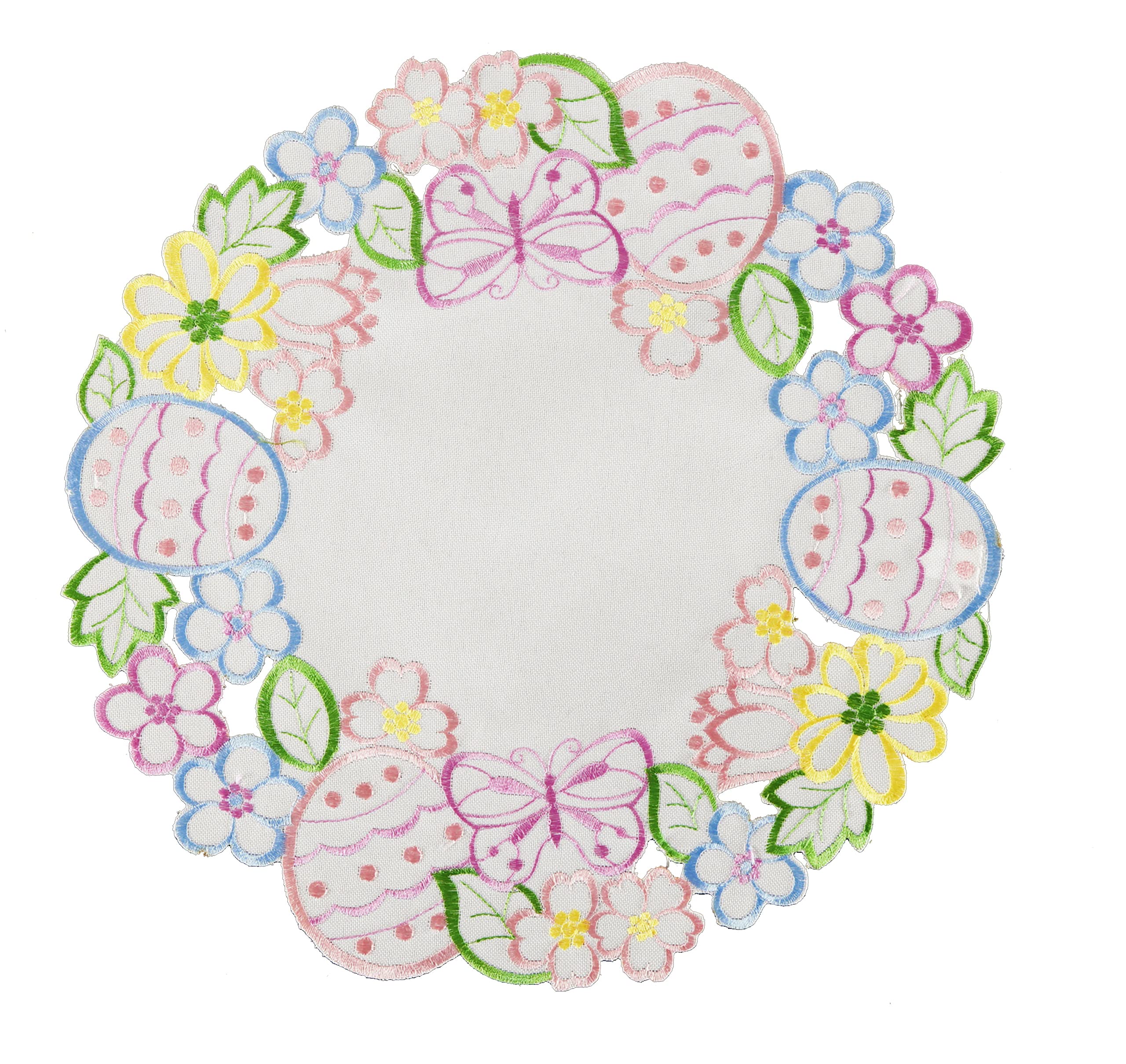 Easter Spring Placemats Set of 4 - Floral Embroidered Egg Design Table Decor for Kitchen Dining Holiday - 14