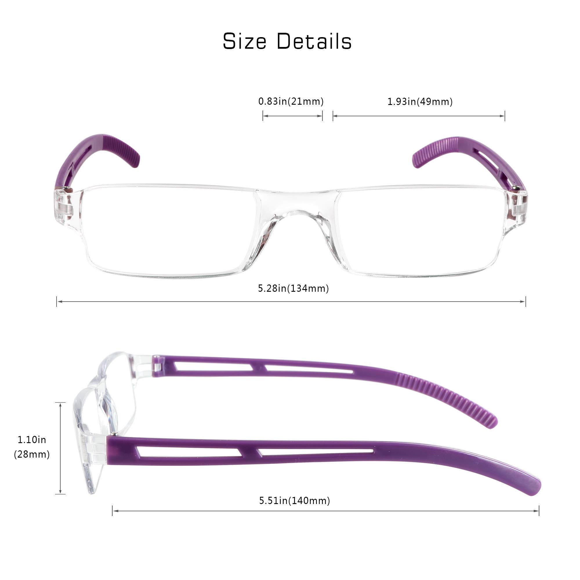 LifeArt Blue Light Blocking Reading Glasses - 2/4 Pairs Computer Glasses for Men & Women with Rectangle Frame | Reduce Eye Strain for Work, Gaming & Screen Time