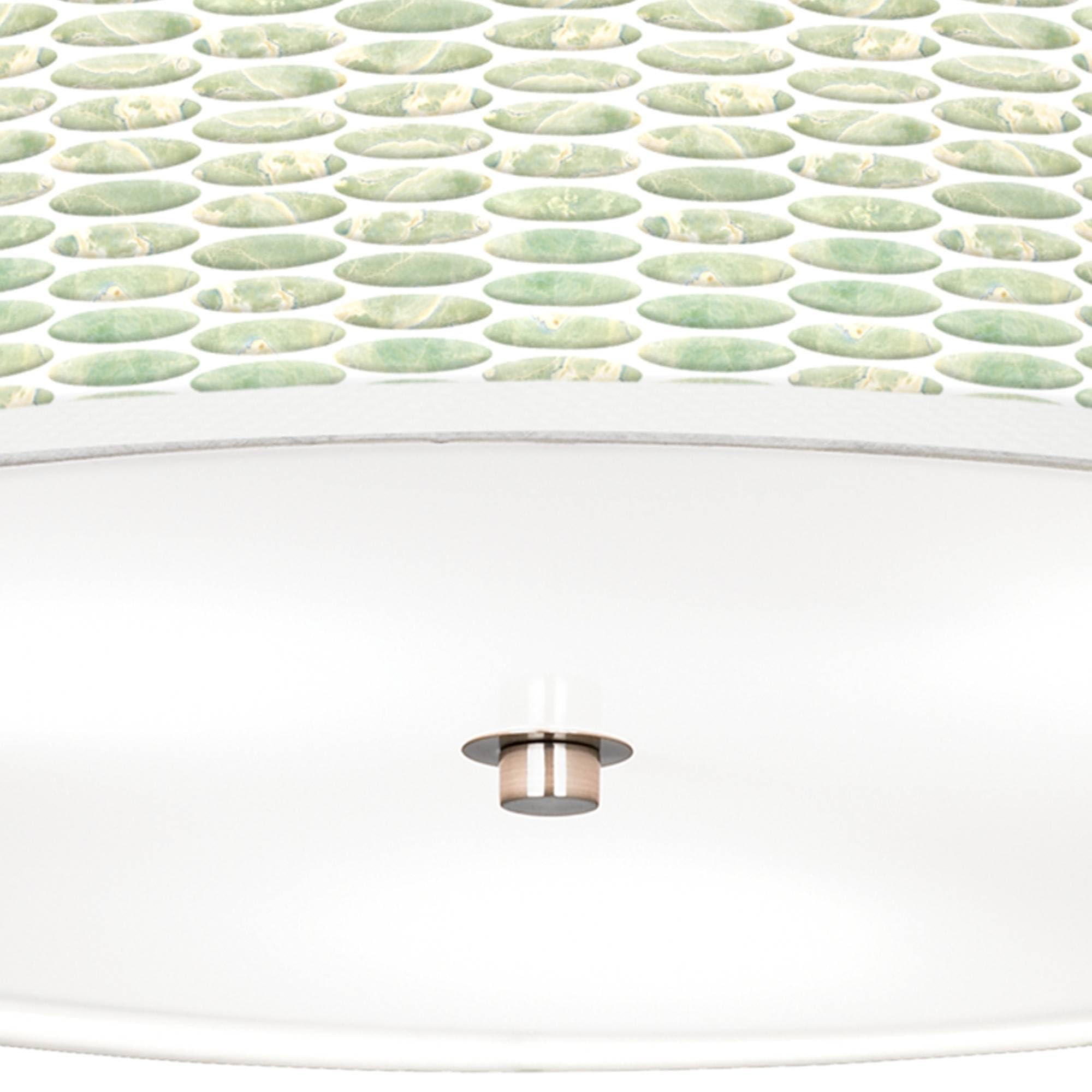 20.25 Inch Oval Tempo Giclee Nickel Ceiling Light with Printed Shade - Vintage Style Flush Mount Lighting for Bedroom, Living Room & Dining Room