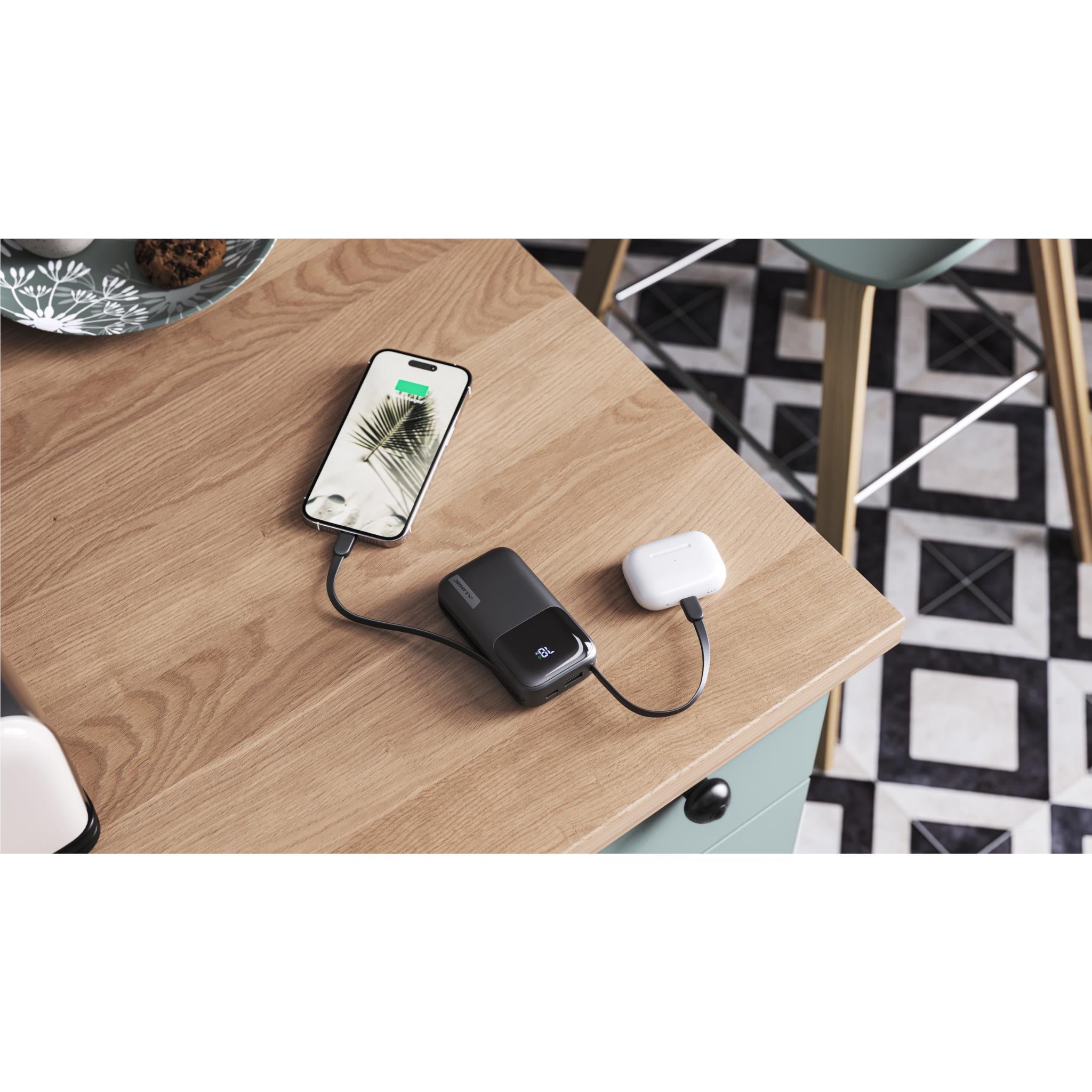 ALOGIC 10K 20W Fast Charging Power Bank with USB-C & Lightning Ports - Portable Charger for iPhone, Android, AirPods - Perfect for Travel, Camping & Emergency Backup (Black)
