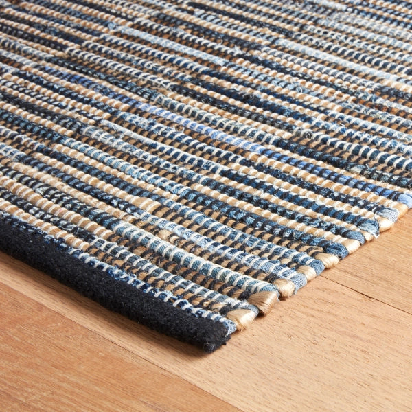Dash & Albert Denim Rag Gridwork Blue Handwoven Cotton Rug - Stylish & Durable Area Rug for Living Room, Bedroom, or Nursery Decor