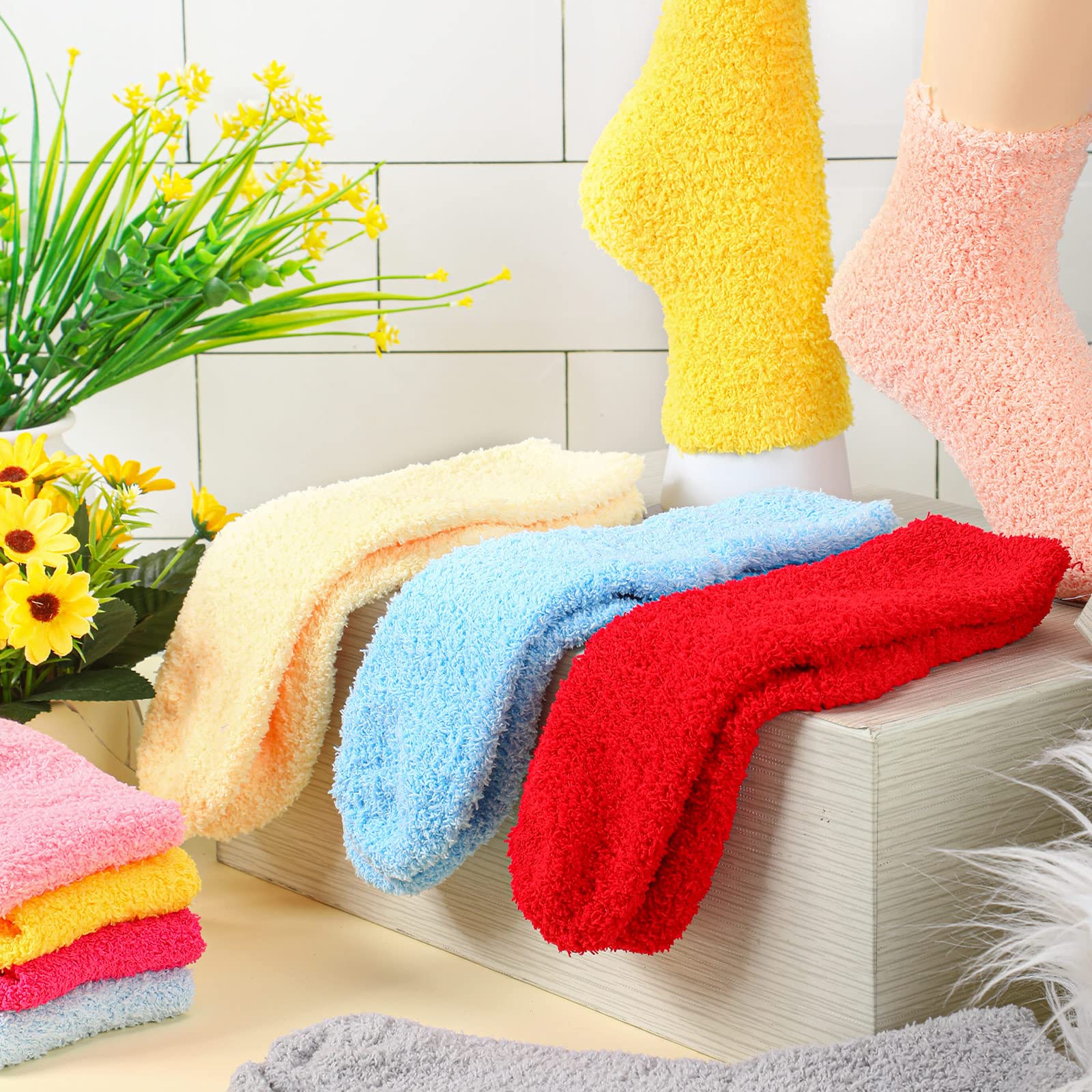 20 Pairs Women's Winter Warm Fuzzy Socks - Soft Cozy Sleeping Slipper Socks for Girls, Kids & Teens - Perfect for Cold Weather, Lounge & Home Comfort