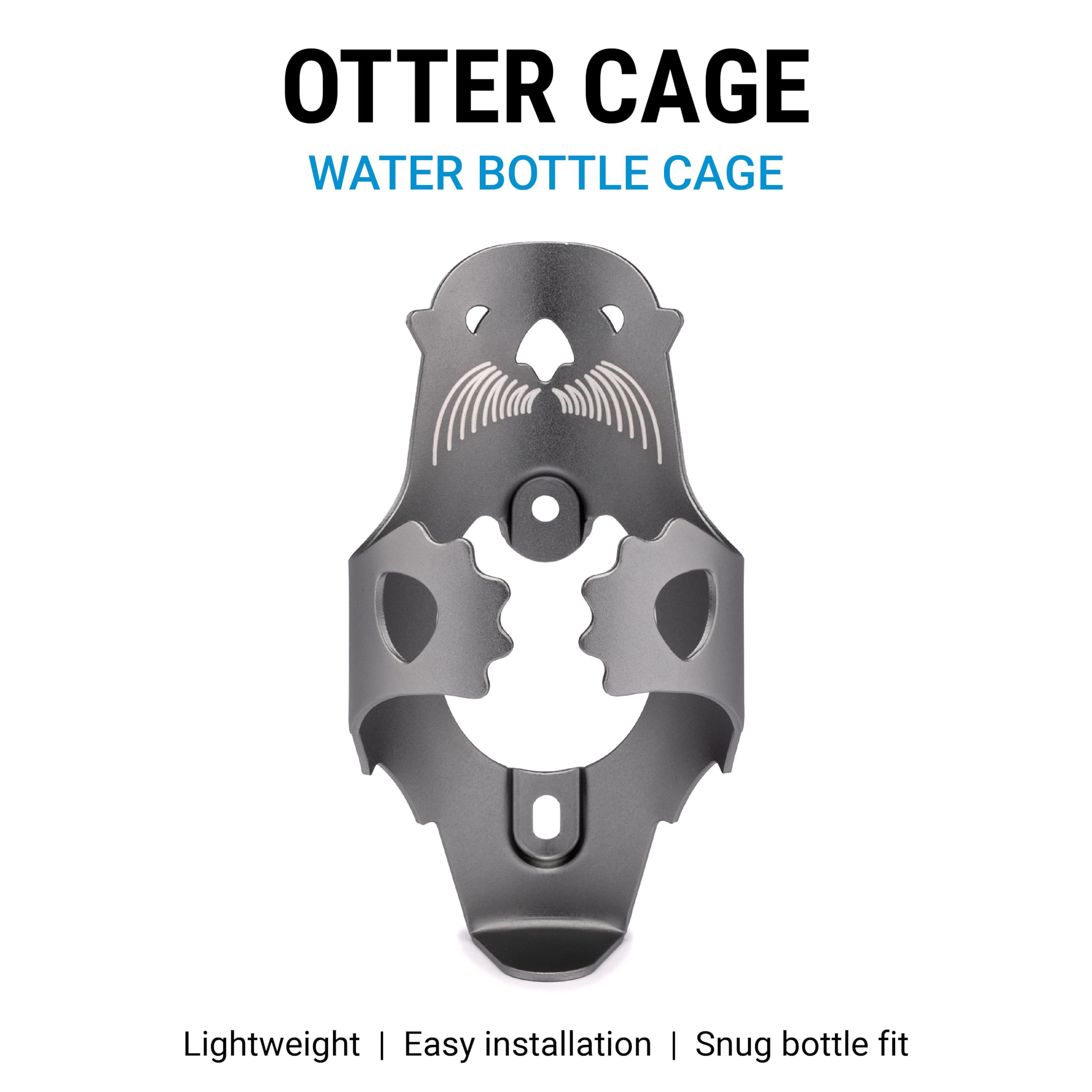 Portland Design Works Lightweight Bike Water Bottle Cage Holder - Otter Cage, Gray - Perfect for Road Bikes, Mountain Bikes & Commuting