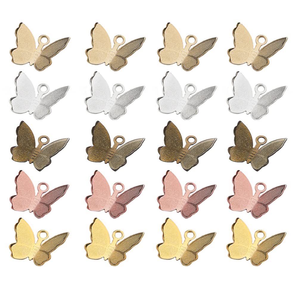 100Pcs Tiny Butterfly Charms - Copper Butterfly Pendants for Bracelet, Necklace & Earrings - Mini DIY Jewelry Making Accessories - Perfect for Crafting, Gift Making & Boho Style Jewelry