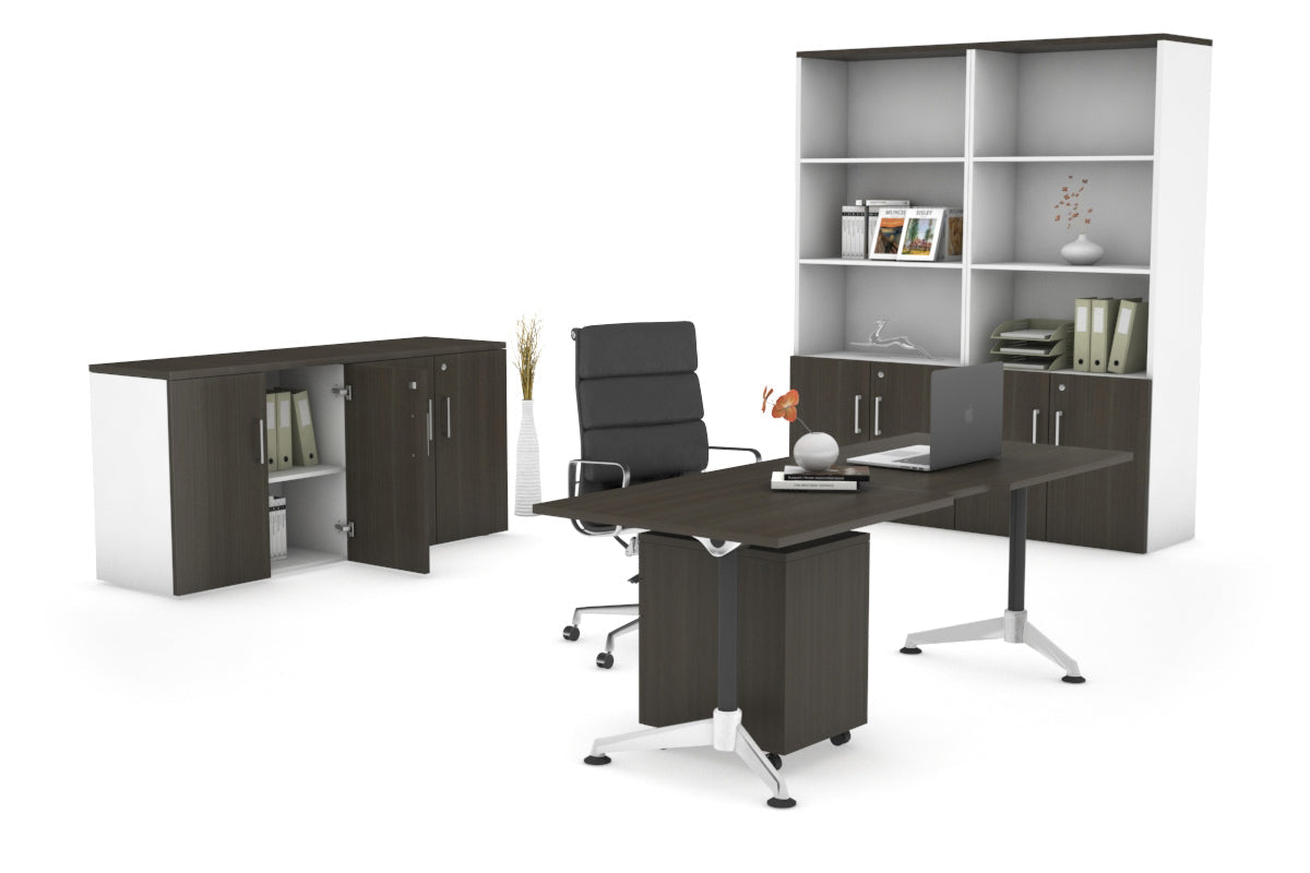 Premium Executive Office Desk Blackjack - 1600L x 800W with Cable Management Scallop - Perfect for Home Office, Conference Rooms & Professional Workspaces