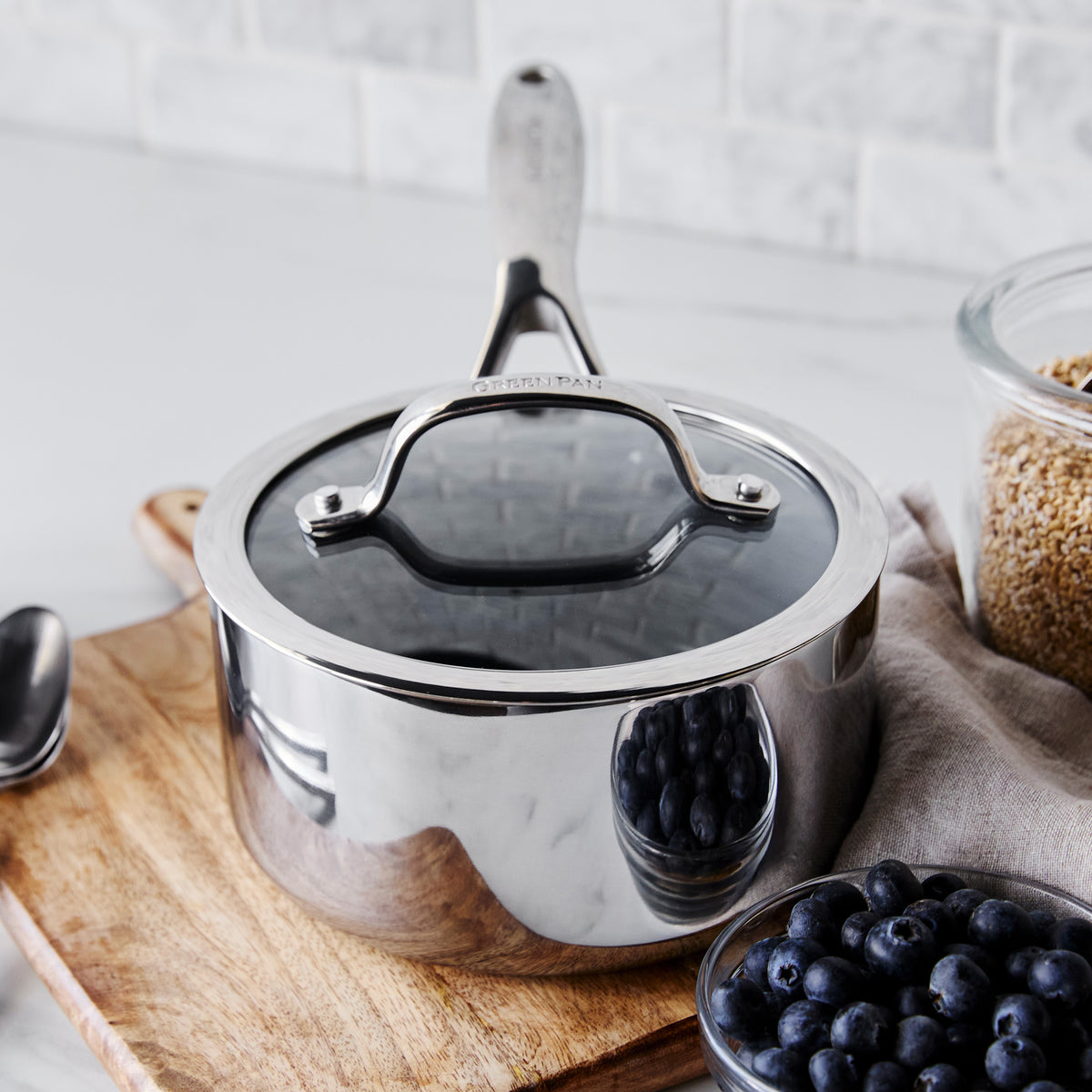 Valencia Pro 1.5 Quart Stainless Steel Saucepan with Lid - Perfect for Cooking, Boiling & Simmering Soups, Sauces and Pasta
