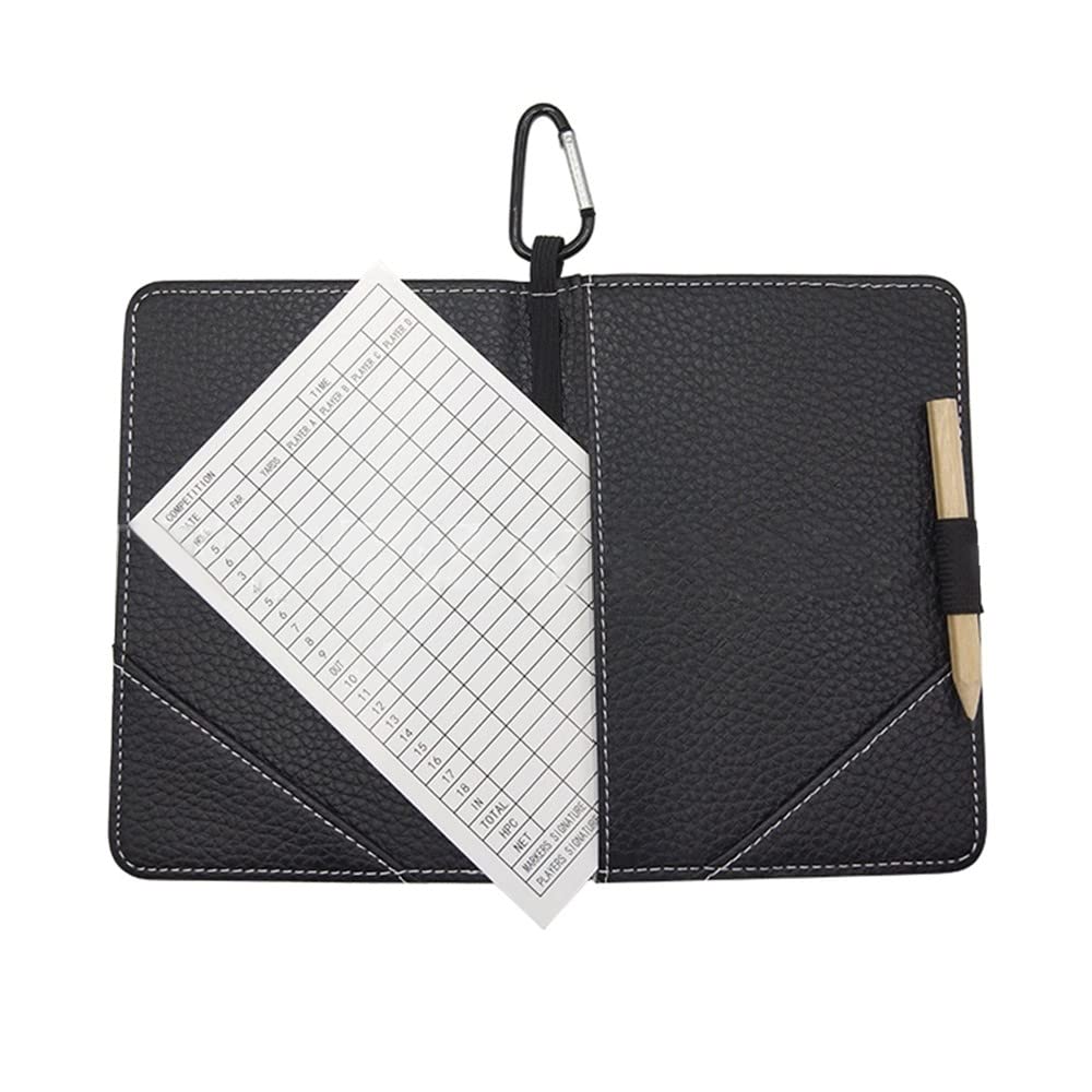 MiOYOOW Genuine Leather Golf Scorecard Holder - Portable Golf Yardage Book Keeper | Waterproof Golf Accessories for Score Tracking | Perfect for Golf Tournaments & Practice Rounds