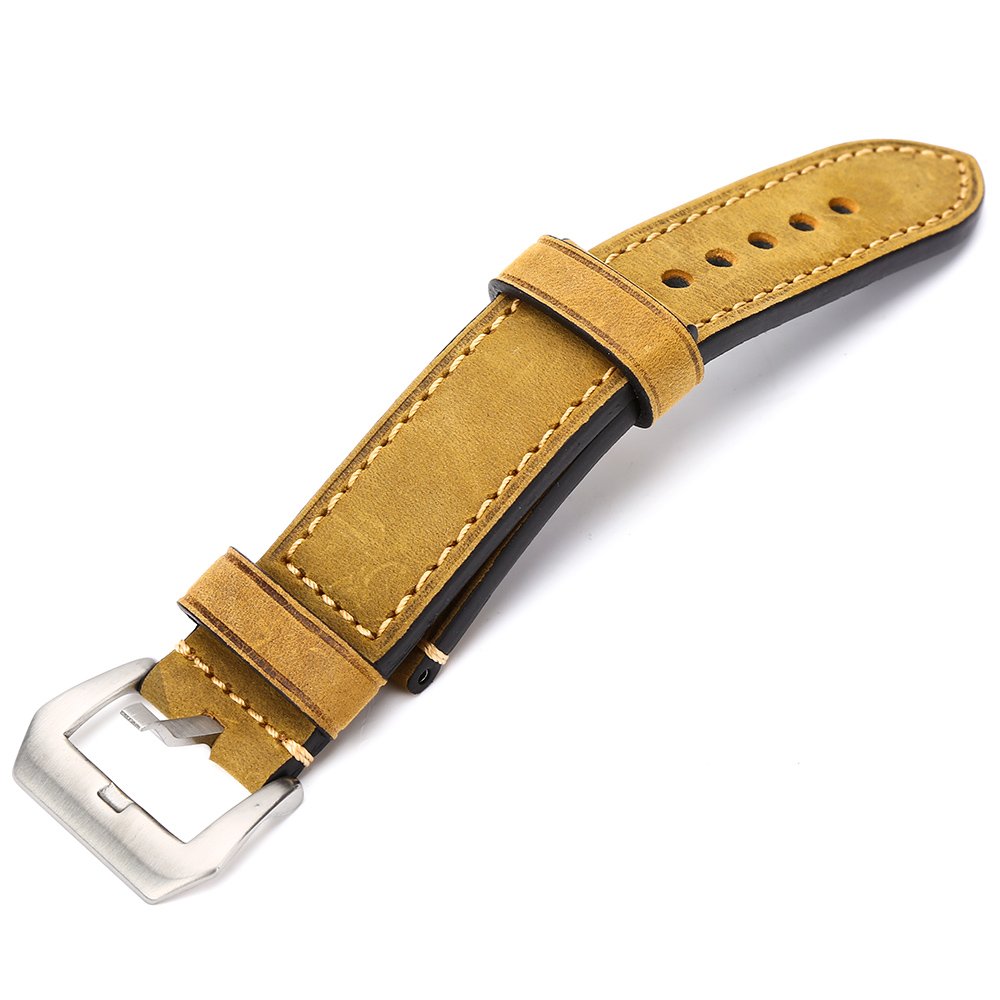 Genuine Leather 24mm Watch Band - Vintage Brown Leather Watch Strap with Lug Tool - Compatible with Rolex, Seiko, Fossil Watches - Perfect for Business, Casual & Formal Occasions