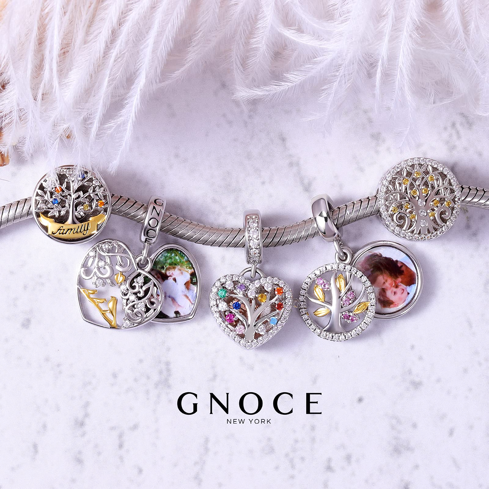 GNOCE Custom Photo Charm Pendant - Personalized Sterling Silver Jewelry for Bracelet or Necklace - Mother's Day Gift for Wife, Mom, Grandma - Perfect for Anniversaries, Birthdays & Special Occasions