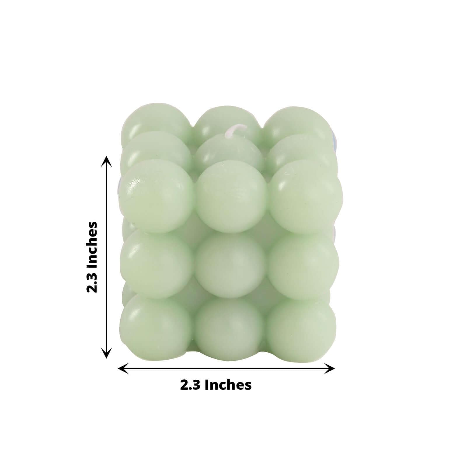 Efavormart 2 Pack Sage Green 2 Inch Bubble Cube Paraffin Wax Candles - Unscented Square Pillar Candles for Wedding, Party Favors, Home Decor & Gift Giving