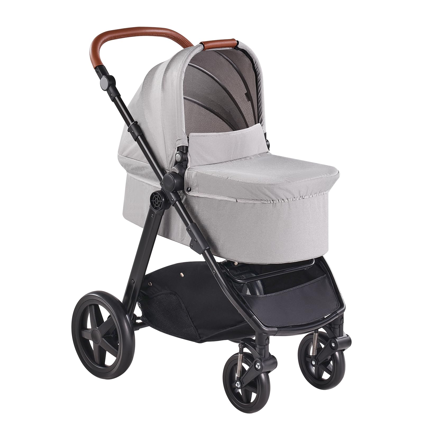 VEVOR 2-in-1 Travel System Stroller with Bassinet & Reversible Seat | Light Gray Baby Stroller Combo with One-Button Fold, EVA Tires & Brake | Perfect for Newborns, Shopping & Outdoor Walks