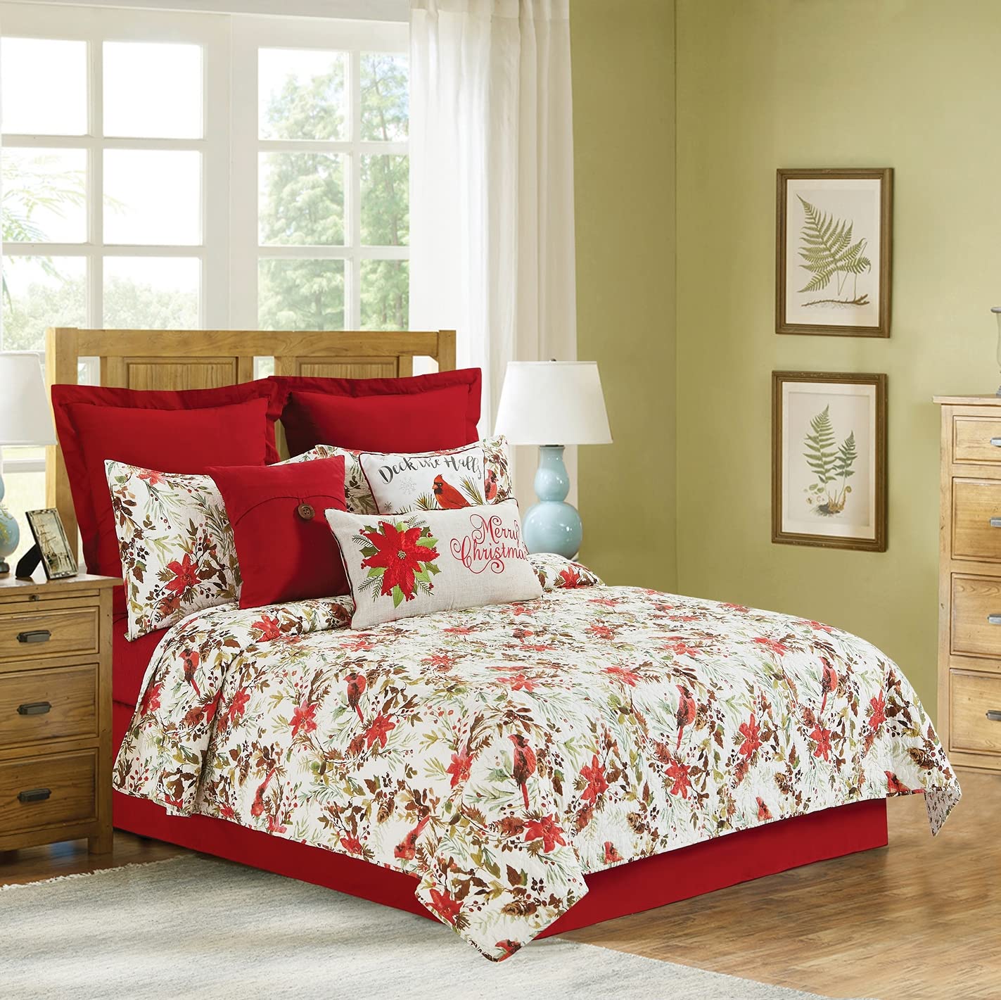 C&F Home Solid Red Euro Sham Pillow Cover - Premium Cotton Decorative Pillowcase for Bedroom & Living Room - Perfect for Sofa, Couch, and Bed Decor
