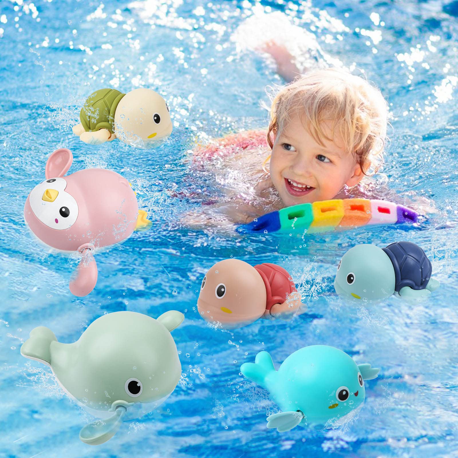 Best Baby Bath Toys 6-Pack - Cute Floating Wind-Up Swimming Toys for Toddlers 1-4 Years Old | Fun Bathtub & Pool Toys for Boys & Girls | Perfect for Sensory Play, Bath Time & Early Learning