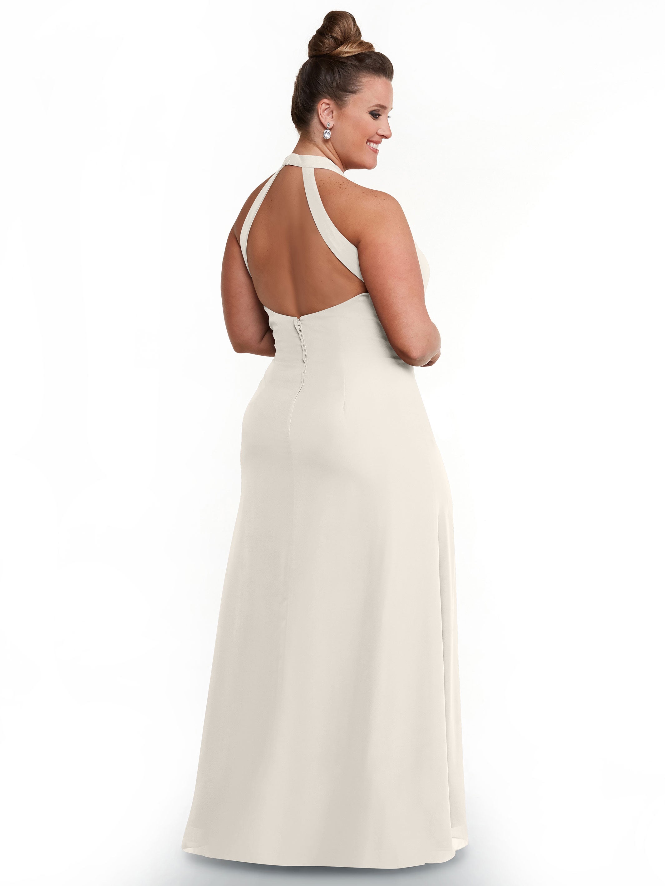 Elegant 80138 Chiffon A-Line Bridesmaid Dress with Keyhole Halter Neckline - Perfect for Weddings, Formal Events & Special Occasions