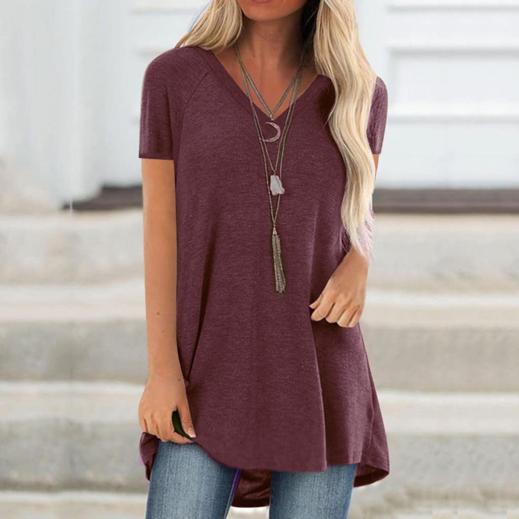 Plus Size Women's Tunic Tops for Leggings - Dressy Casual Crew Neck Short Sleeve Blouse | Perfect for Work, Date Night & Everyday Wear