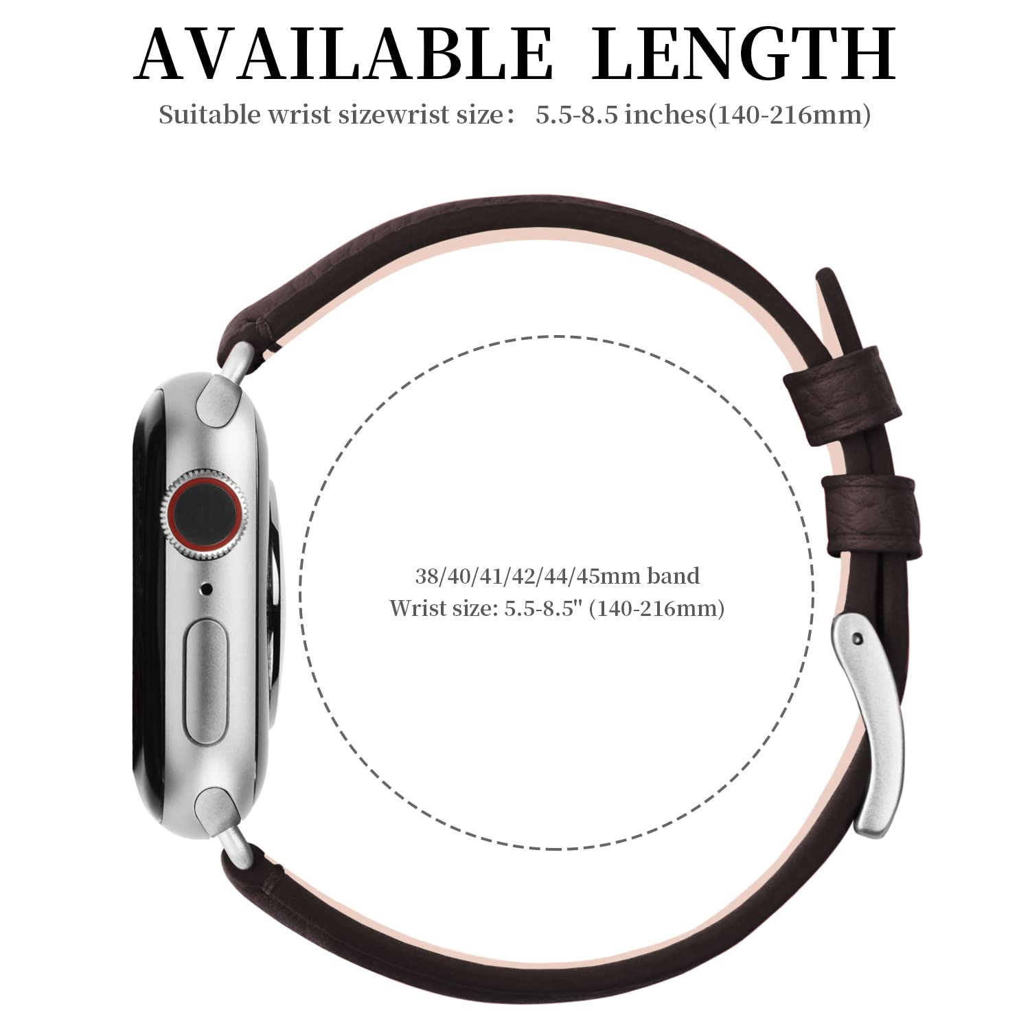 Fullmosa Genuine Leather Apple Watch Bands Compatible with Series 9/8/7/6/5/4/3/2/1/SE/Ultra 2 (38mm 40mm 41mm 42mm 44mm 45mm 49mm) - Stylish Replacement Strap for Women & Men - Perfect for Office, Date Night & Formal Occasions