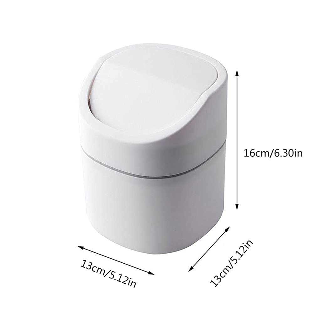 Nordic White Mini Trash Can for Kitchen, Home & Office - Small Desktop Waste Basket for Household Debris, Recycling Bin - Perfect for Countertops, Bathrooms, Bedrooms & Workspaces