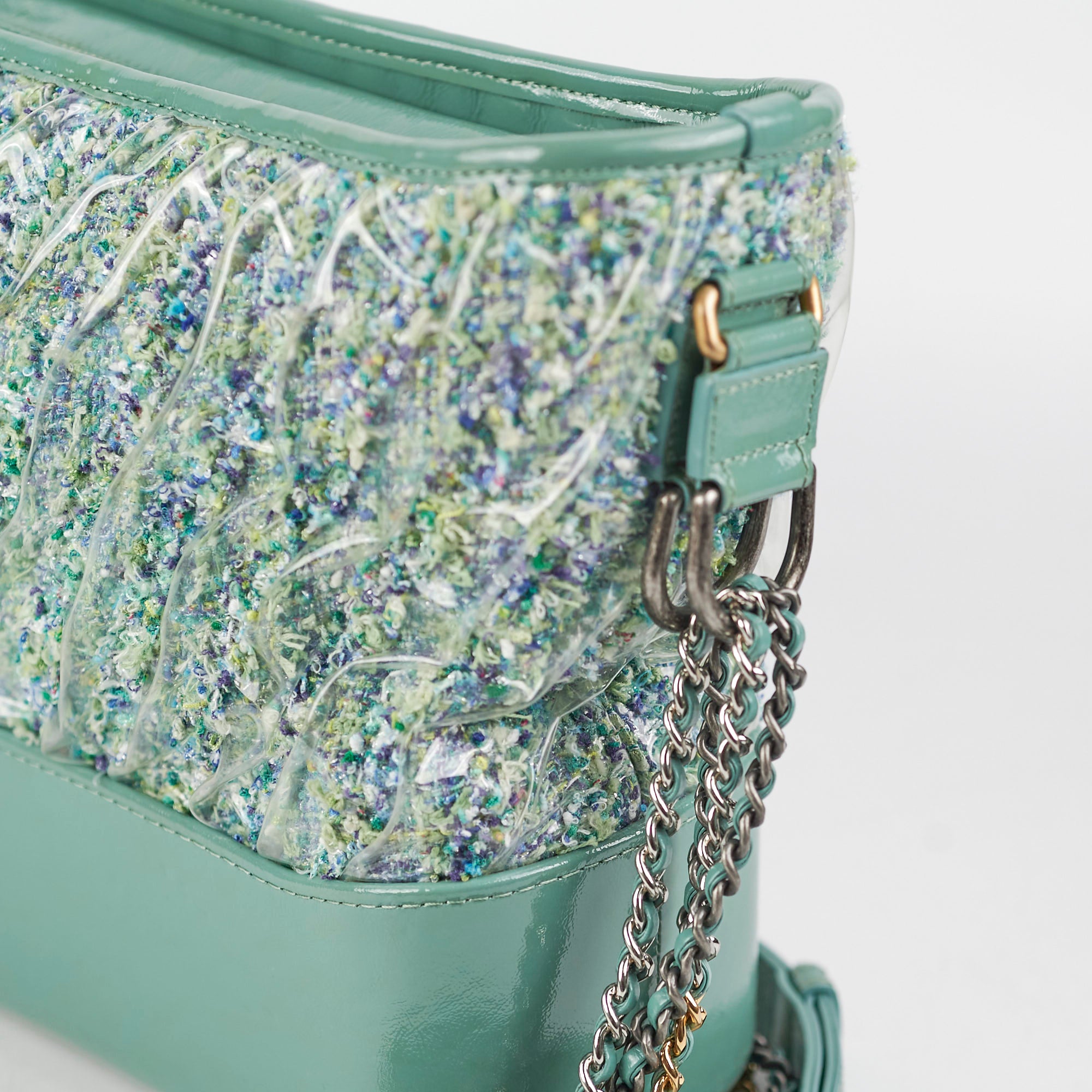 Chanel Medium Gabrielle Green Tweed/PVC Handbag Series 25 - Luxury Designer Shoulder Bag for Women, Perfect for Parties, Work & Everyday Use