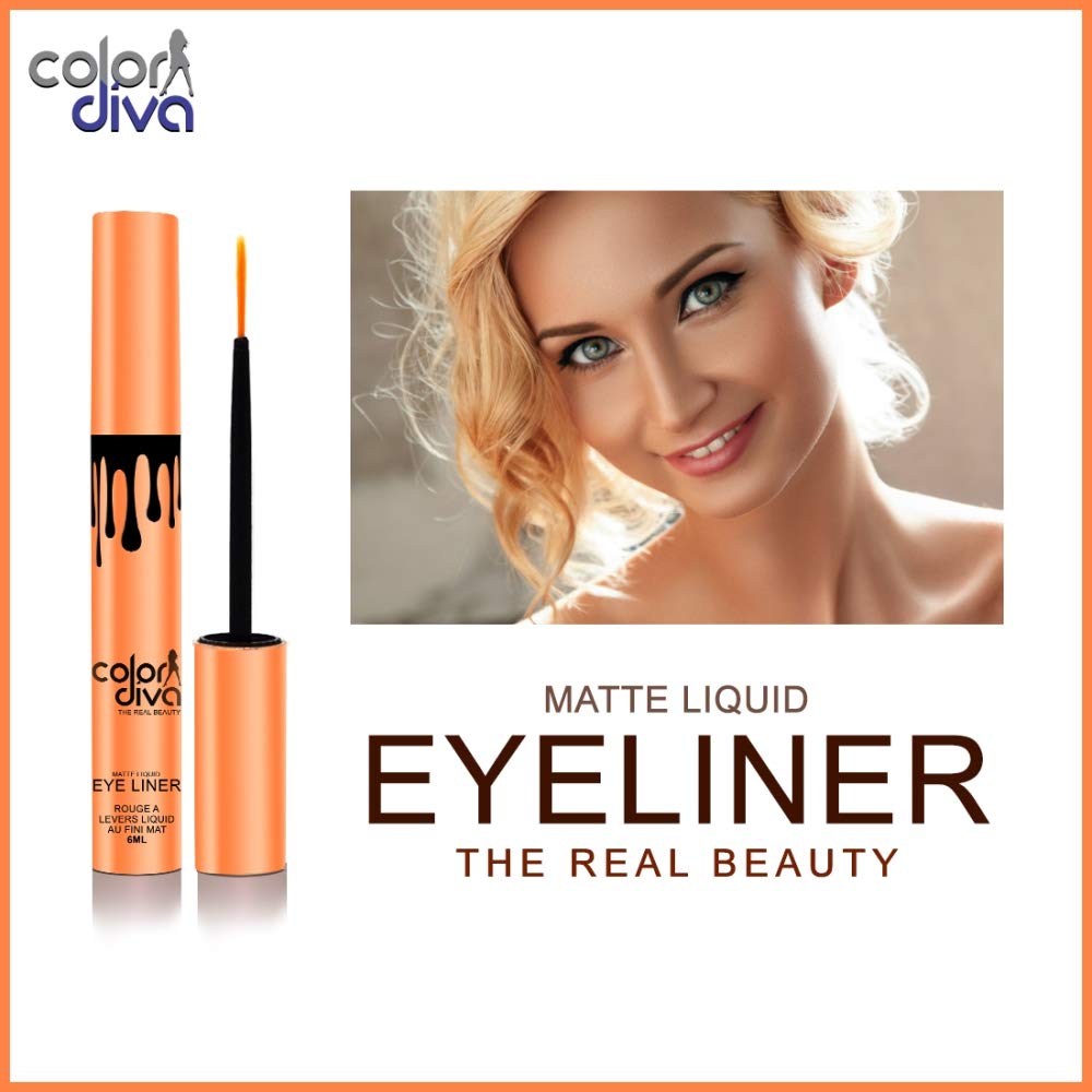 COLOR DIVA Waterproof & Long-Lasting Eyeliner & Mascara Set - Black (6ml) | Smudge-Proof, 24H Wear for Party, Wedding & Daily Makeup | EM102