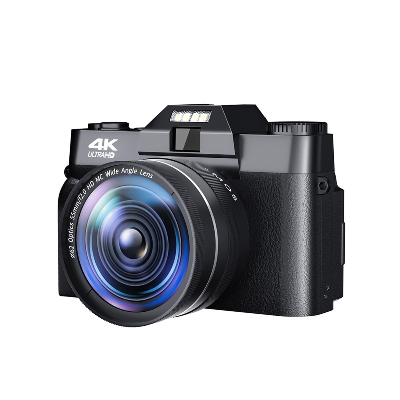 48MP Digital Camera for Beginners - 4K Vlogging Camera with Auto Focus, Wide Angle Lens & Vintage Photo Mode (Black, No TF Card Included) - Perfect for Travel, YouTube Videos & Photography Enthusiasts