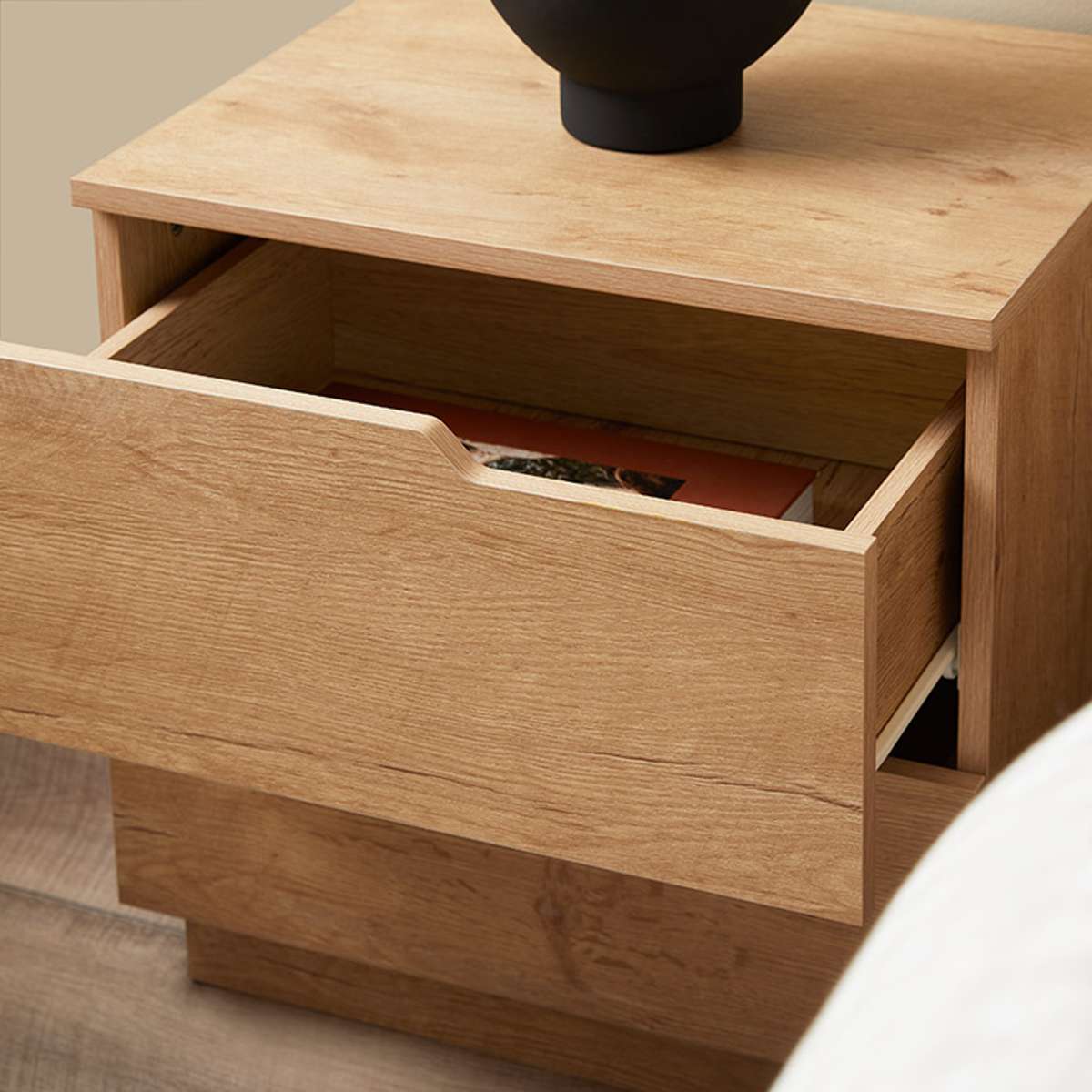 Zack Two Drawer Bedside Table - Natural Wood Nightstand for Bedroom, Modern Bedside Storage with Drawers - Perfect for Small Spaces, Apartment & Home Decor