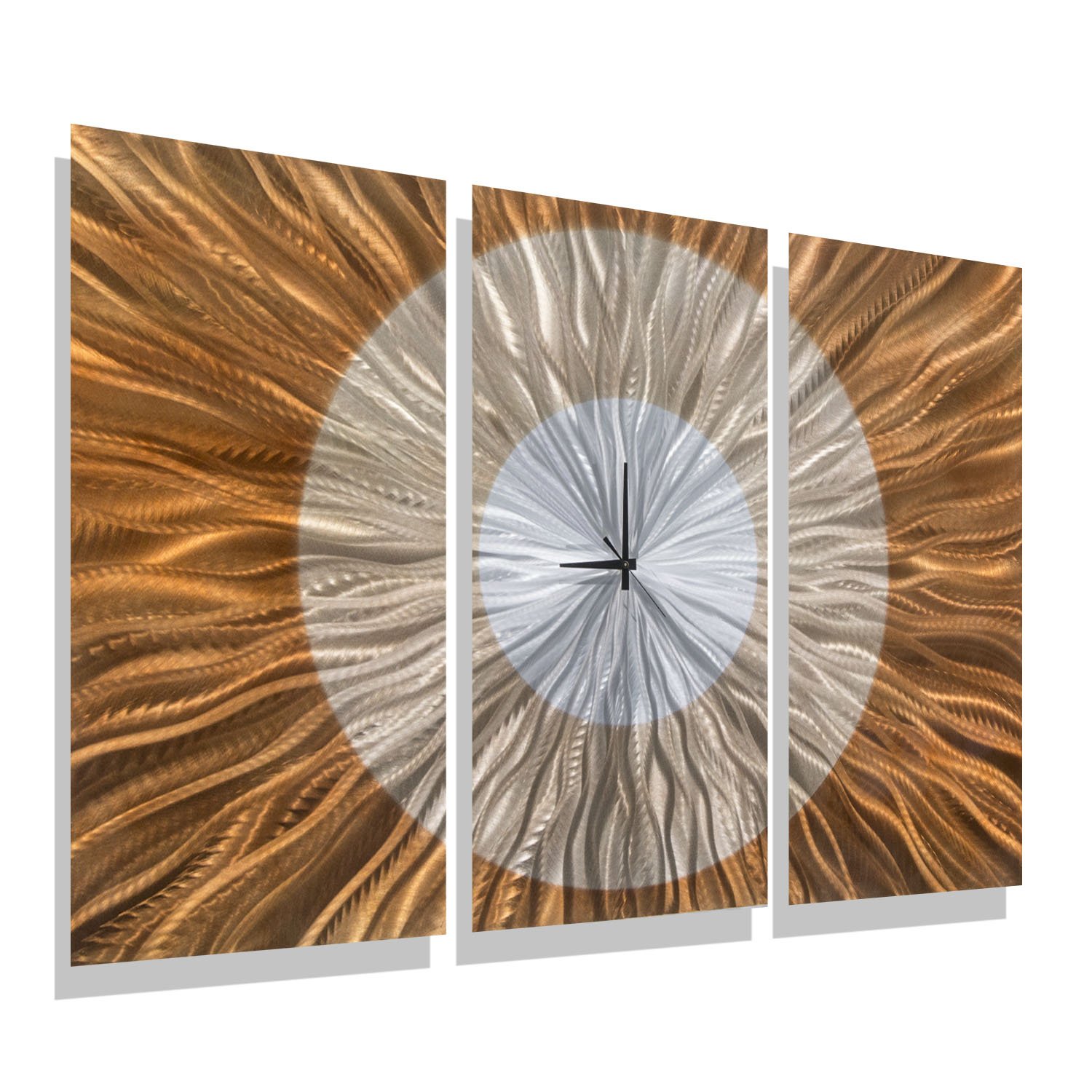 Jon Allen Afterglow 38-inch Large Contemporary Wall Clock - Orange, Gold & Amber Jewel Tone Metal Wall Art - Modern Home Decor for Living Room, Office & Bedroom - Silent Non-Ticking Hanging Clock