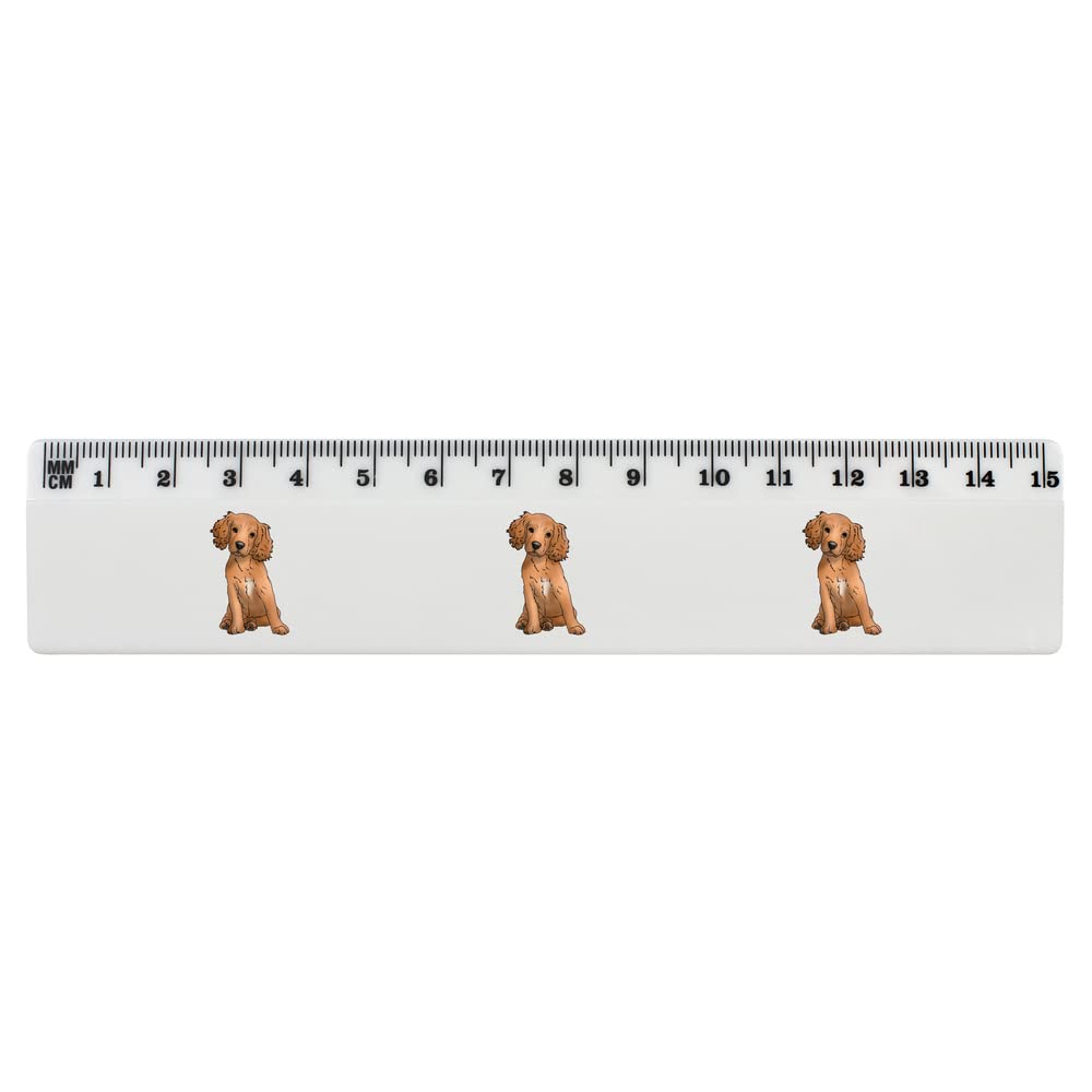 Azeeda 6 Inch White Plastic Ruler with Cocker Spaniel Puppy Design - Perfect for School, Office, and Craft Projects (RL00060568)
