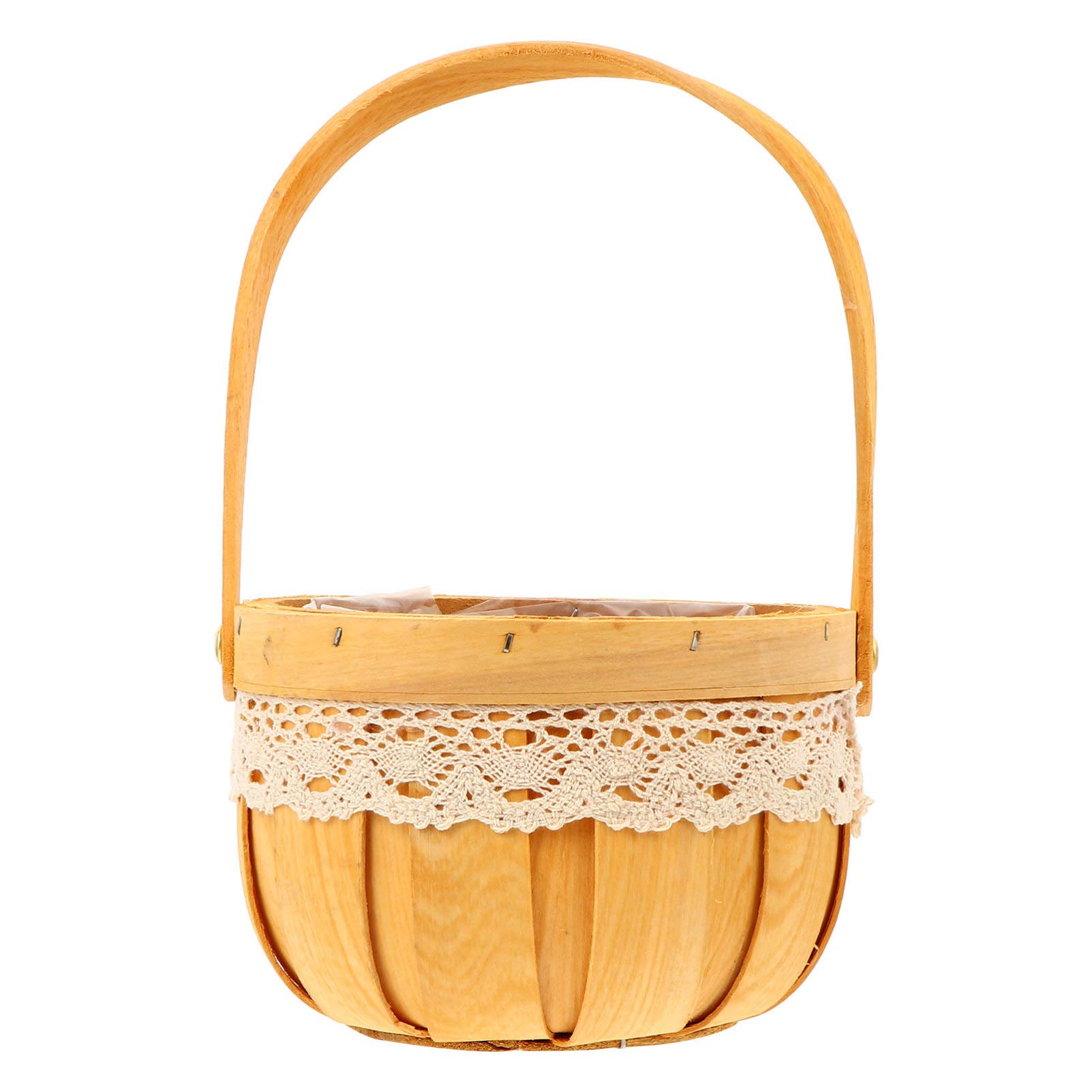 NUOBESTY Vintage Bamboo Woven Wedding Flower Basket with Handle - Wooden Easter Egg Container for Flower Girls, Holiday Parties & Home Decor | Perfect for Weddings, Easter Celebrations & Spring Events