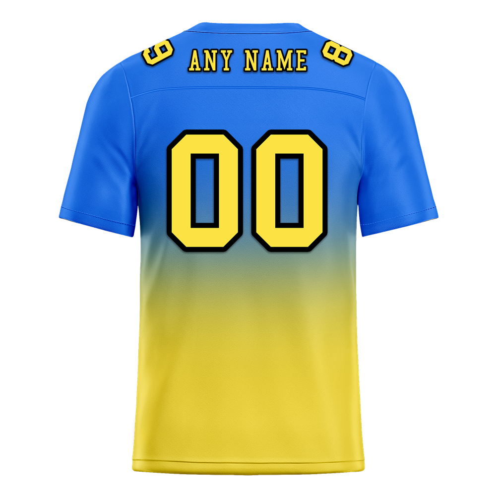 Custom Blue Yellow Fade Personalized Football Jersey FBJ02 - Authentic Sports Apparel for Games, Training & Fan Support