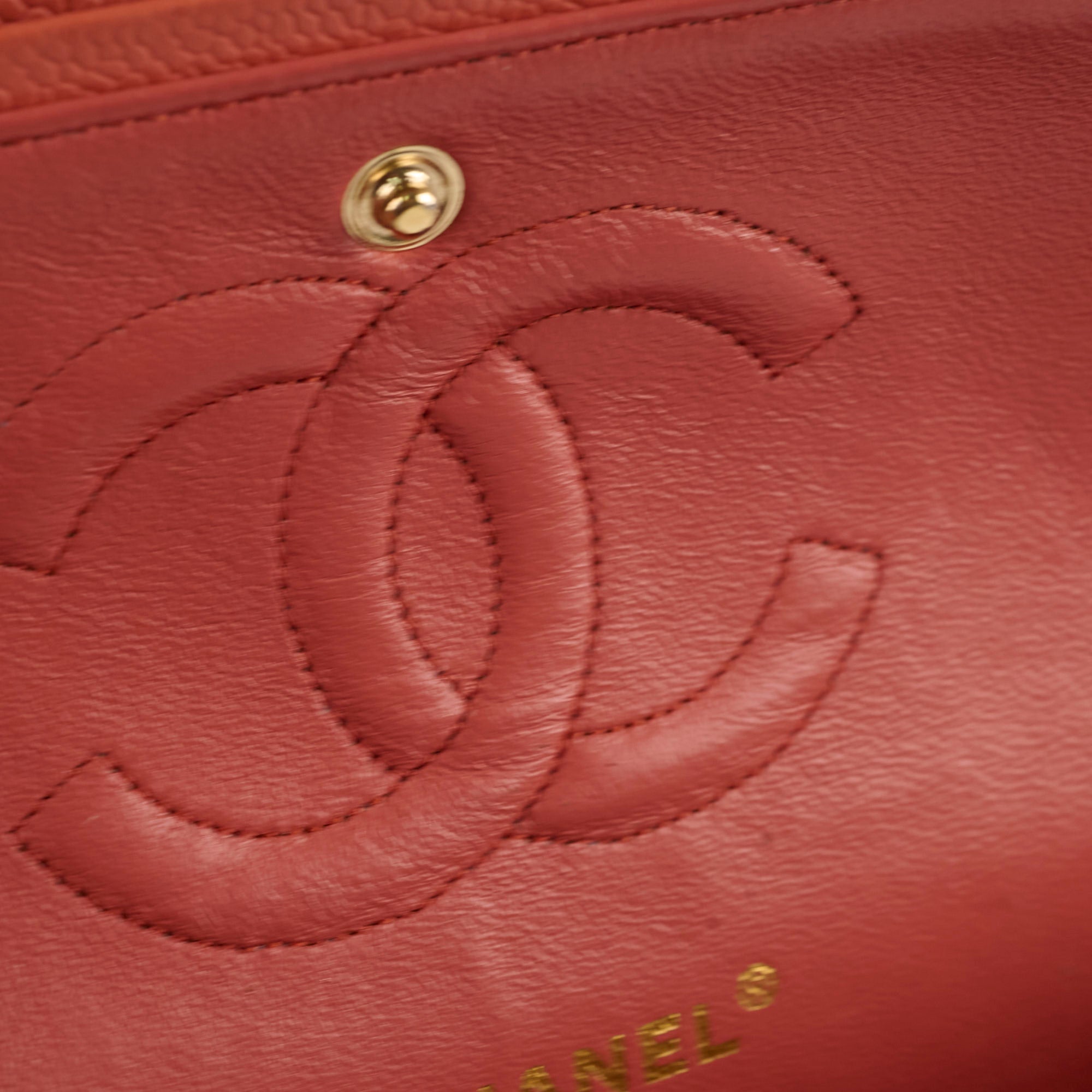 Chanel Medium/Large 24k Gold Plated Caviar Classic Flap Bag in Salmon Pink - Luxury Handbag for Women, Perfect for Parties, Weddings & Special Occasions