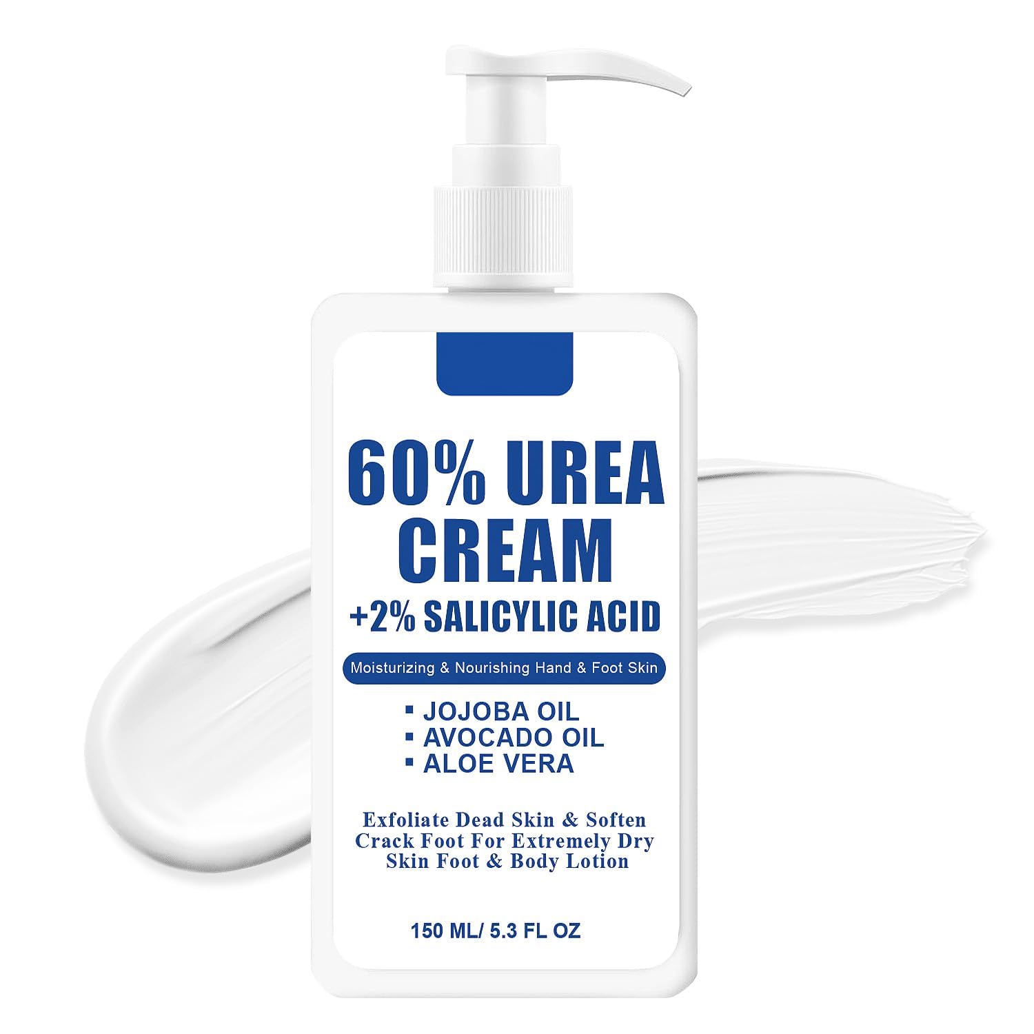 60% Urea Cream for Dry Cracked Feet & Hands - Intensive Moisturizing Treatment with 2% Salicylic Acid - Hydrates, Softens & Repairs Rough Skin on Heels, Knees & Elbows - Unisex Foot Care Lotion 5.3oz - Perfect for Cracked Heel Repair & Winter Skin Care