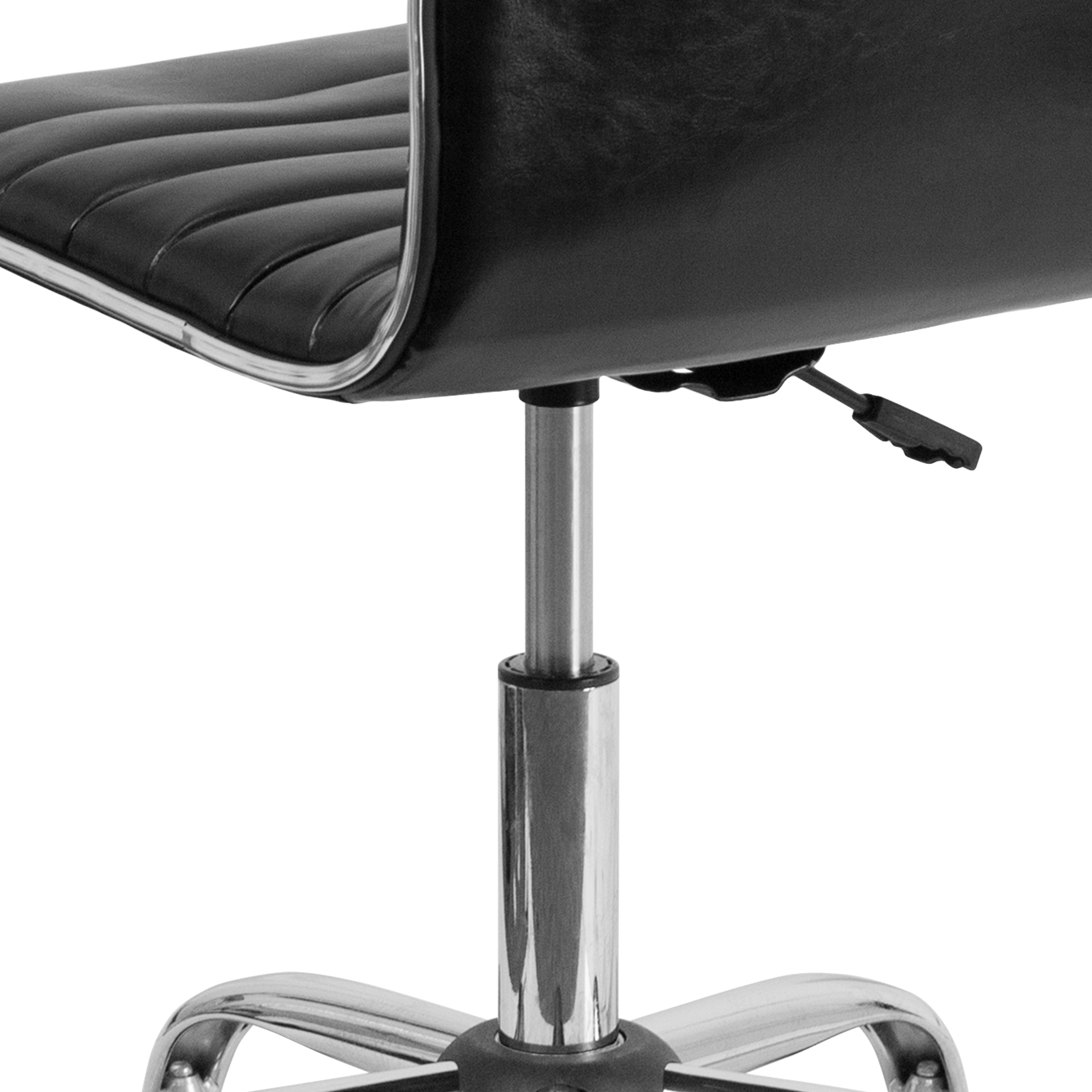 FLASH Alan Low Back Designer Armless Black Ribbed Swivel Task Office Chair - Ergonomic Desk Chair for Home Office, Gaming & Study - Modern Minimalist Workspace Furniture