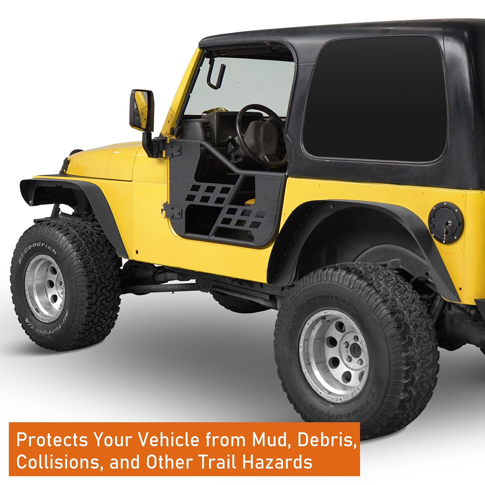 u-Box Wrangler TJ Fender Flares - Front & Rear Wheel Mud Guards for 1997-2006 Jeep Wrangler TJ (4PCS Set) - Heavy Duty Off-Road Protection for Jeep Adventures & Mud Terrains