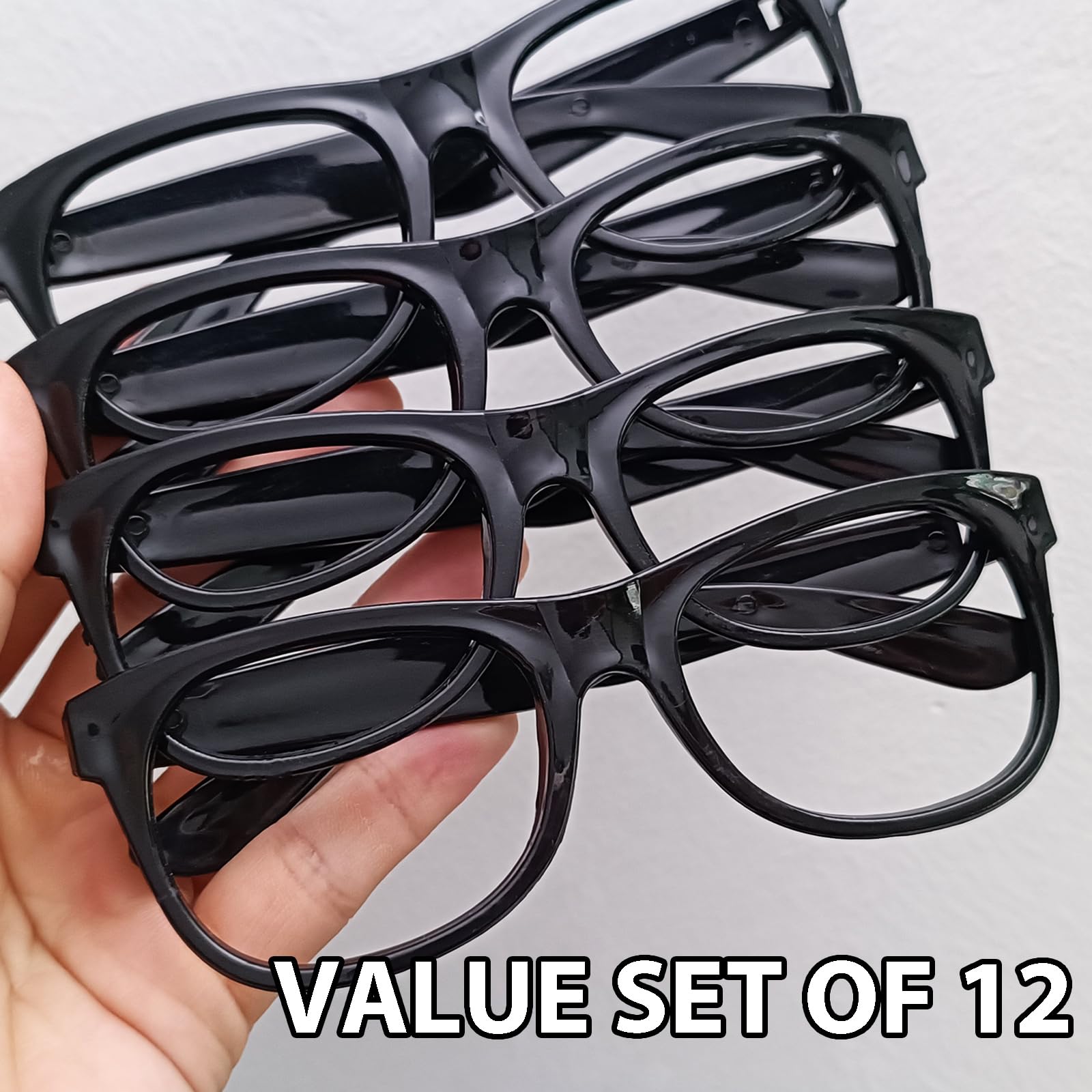 12 Pack Neon Frame Costume Glasses (No Lens) - Halloween Party Decorations, Birthday Party Favors, Cosplay Accessories & Photo Booth Props for Adults & Kids