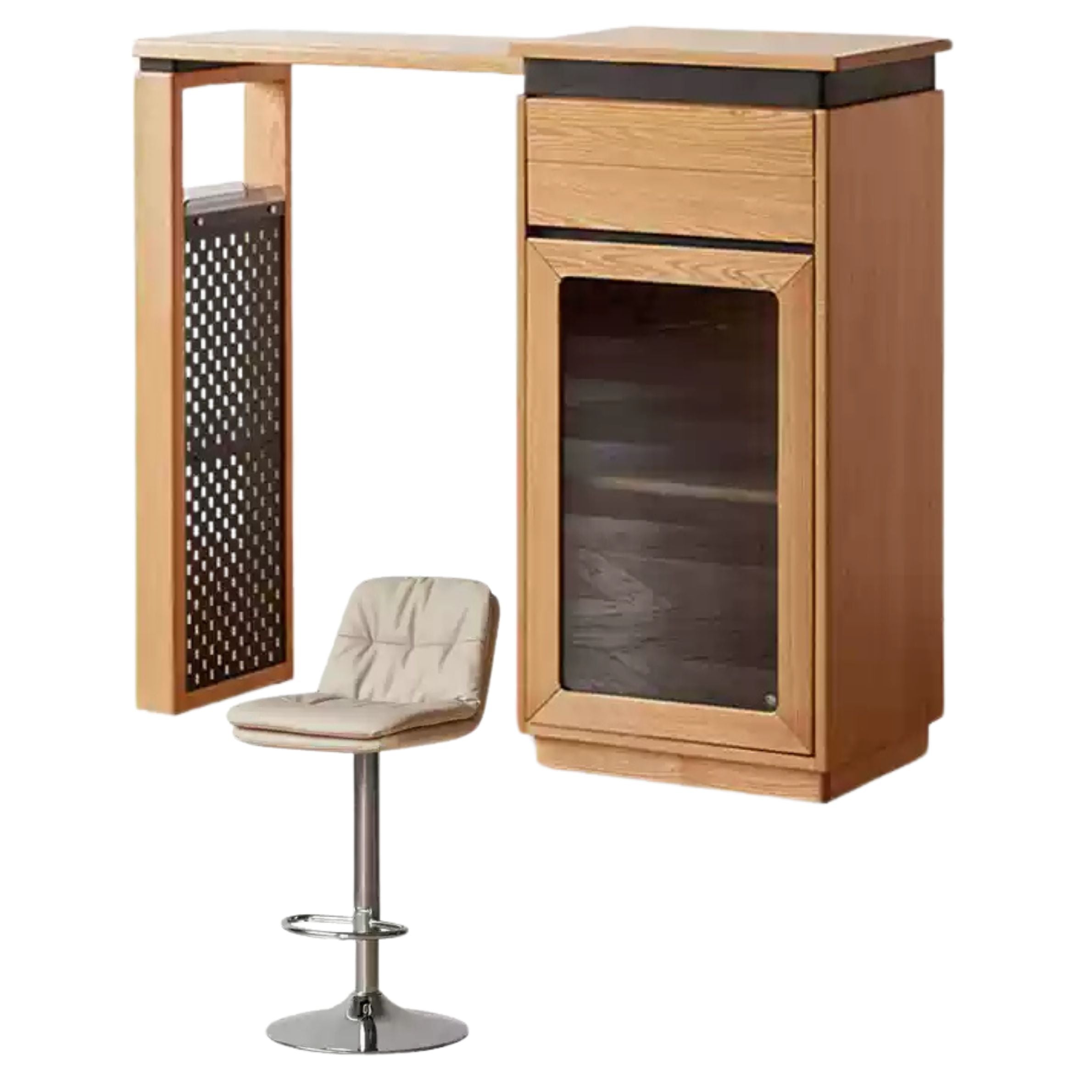 (40.9-56.3 x16.5x41.3 inch  /(104-143)x42x105 сm /Natural Wood Color /Bar table+ bar chair * 1