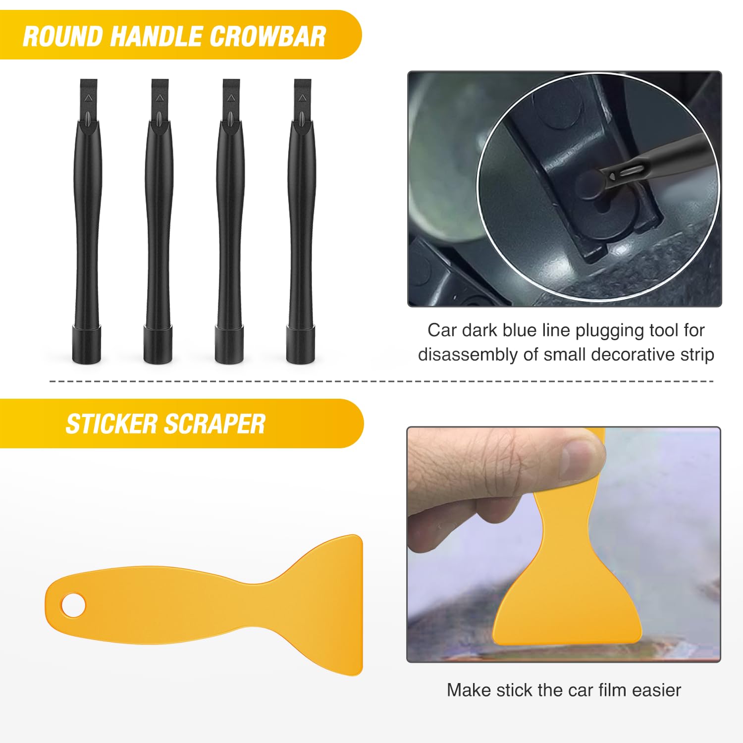 GOOACC 102Pcs Auto Trim Removal Tool Kit - Nylon Bumper Retainer Clip Set, Push Pin Fastener & Terminal Remover with Round Handle for Car Radio/Dashboard Panel (Black) | Perfect for Car Interior Repair & DIY Auto Detailing